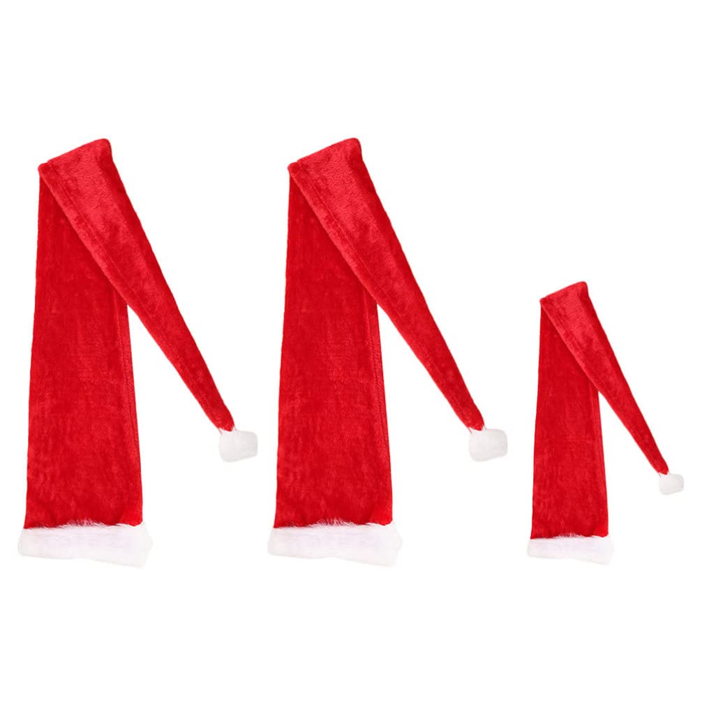 Festive Santa Claus Hat Set - Extra Long Plush Christmas Hats in Classic Red & White for Adults & Kids | Holiday Party Costume Accessories for Family Gatherings, Christmas Photos & Festive Celebrations