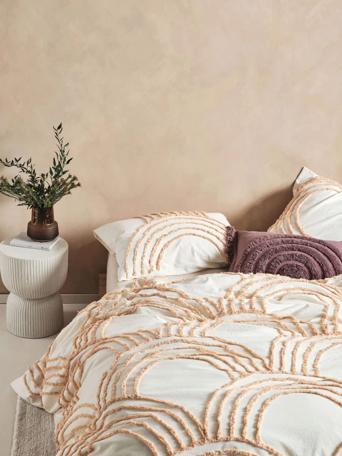 3 Piece Tufted Cotton Duvet Cover Set - Boho Style Bedding for Queen & King Size Beds with Matching Pillowcases by Craft Aura (Twin XL 59x102 Inches, Ivory) | Perfect for Bohemian Bedroom Decor & Guest Room Styling