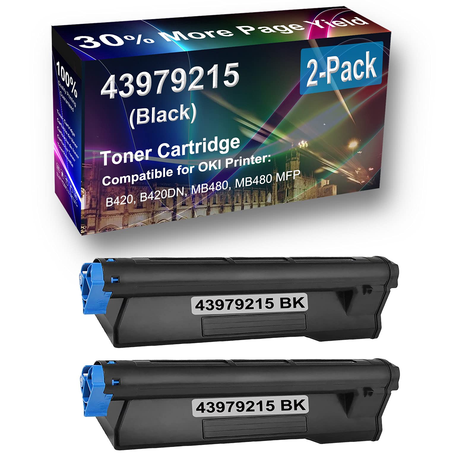 2-Pack High Yield MB480 Compatible Toner Cartridge Replacement for Oki 43979215 (Black) - Ideal for Office Printing & High Volume Documents