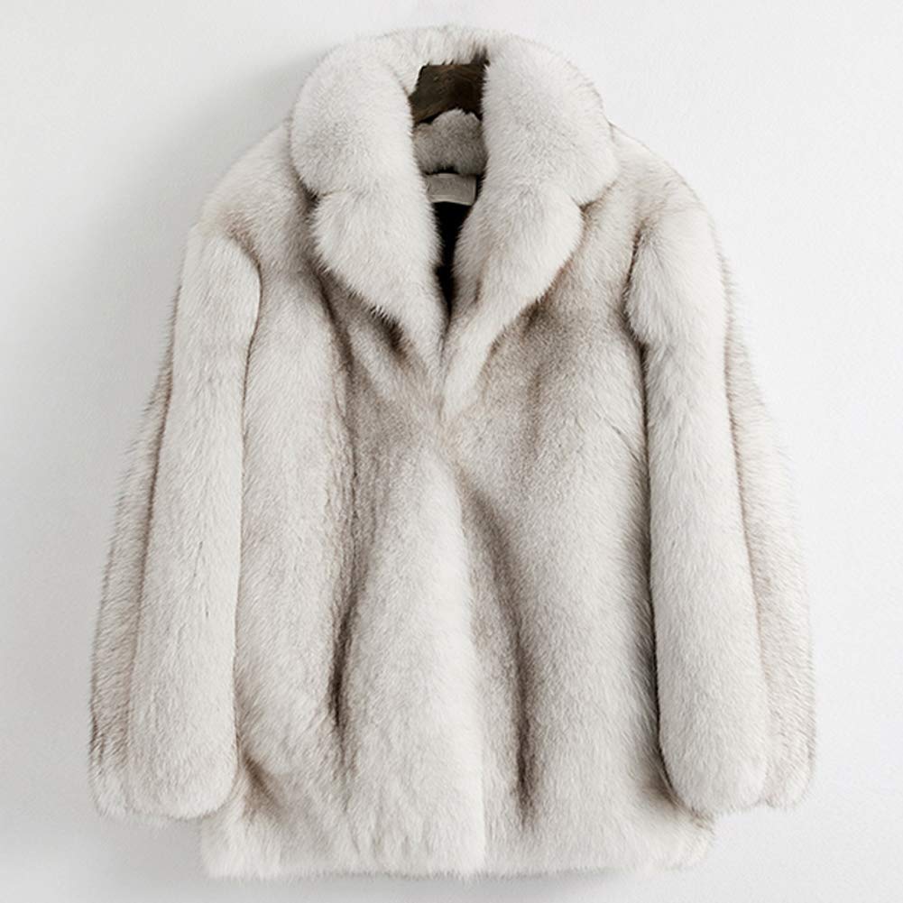 Denny&Dora Men's Fox Fur Coat - Premium Long Winter Jacket for Warmth & Style | Ideal for Cold Weather, Outdoor Adventures & Fashionable Winter Outfits