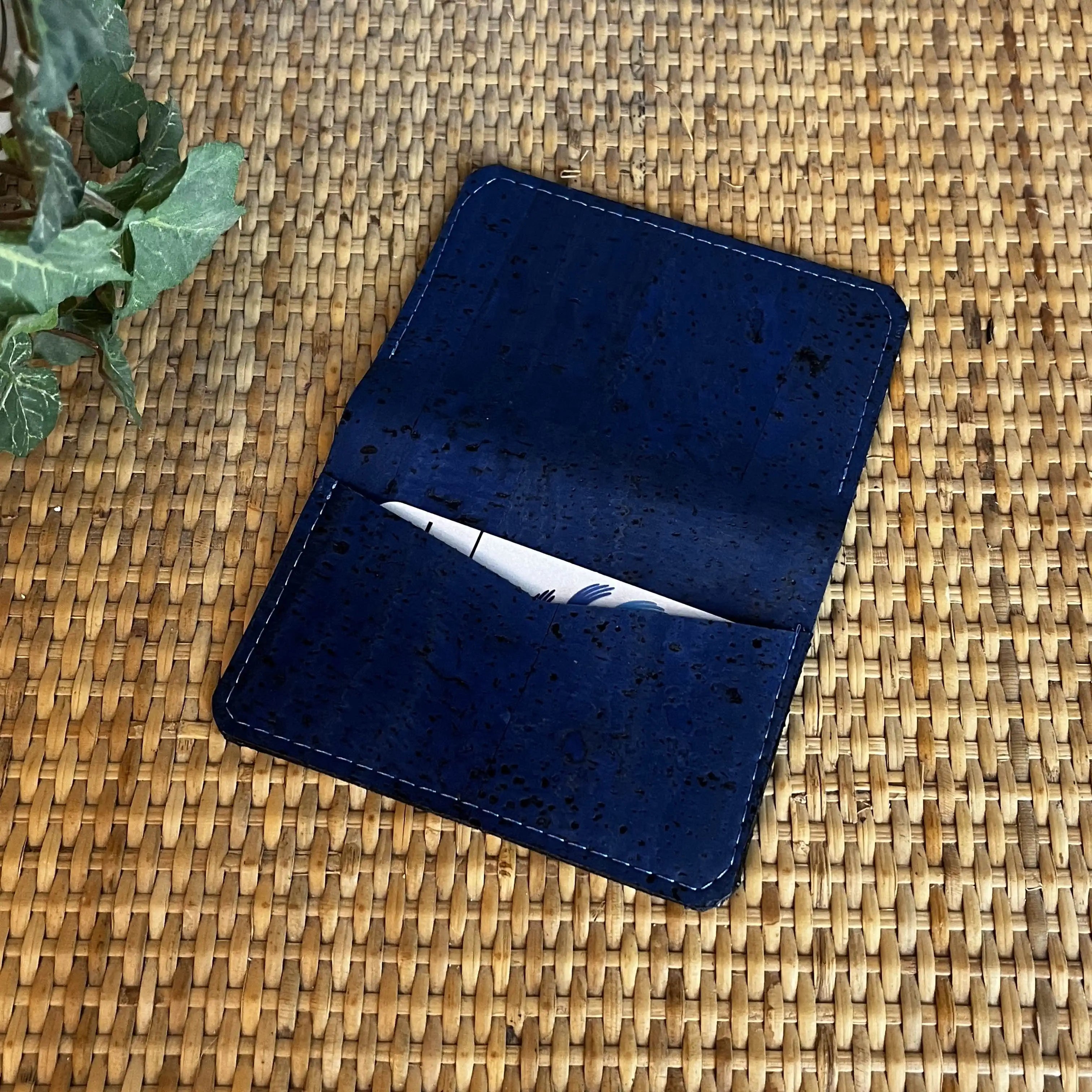 Slim Cork Cardholder Wallet - Denim Blue Color | Minimalist RFID Blocking Card Case for Men & Women | Perfect for Travel, Business, and Everyday Use