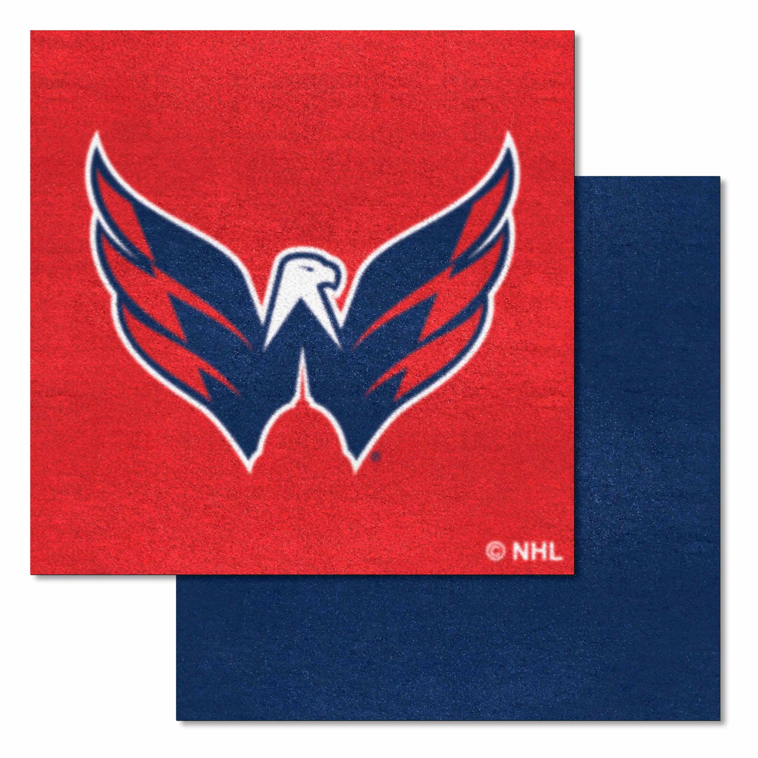 Washington Capitals Team Carpet Tiles by FANMATS - 45 Sq Ft NHL Hockey Floor Mat for Game Room, Man Cave & Sports Decor