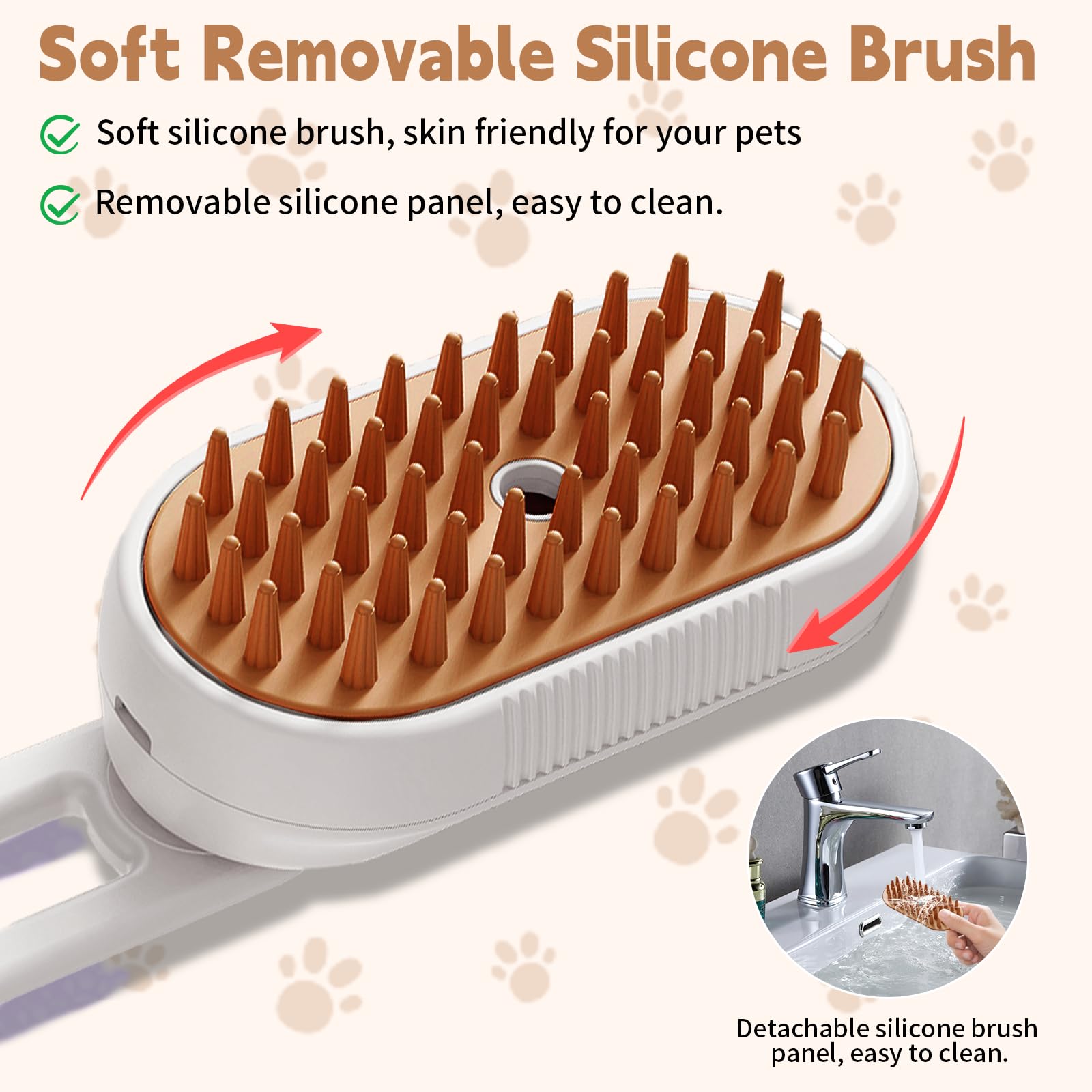 3-in-1 Foldable Cat Steam Brush for Shedding - Pet Grooming Comb with Spray Function for Cats & Dogs | Professional Deshedding Tool for Home Pet Spa & Hair Removal Care
