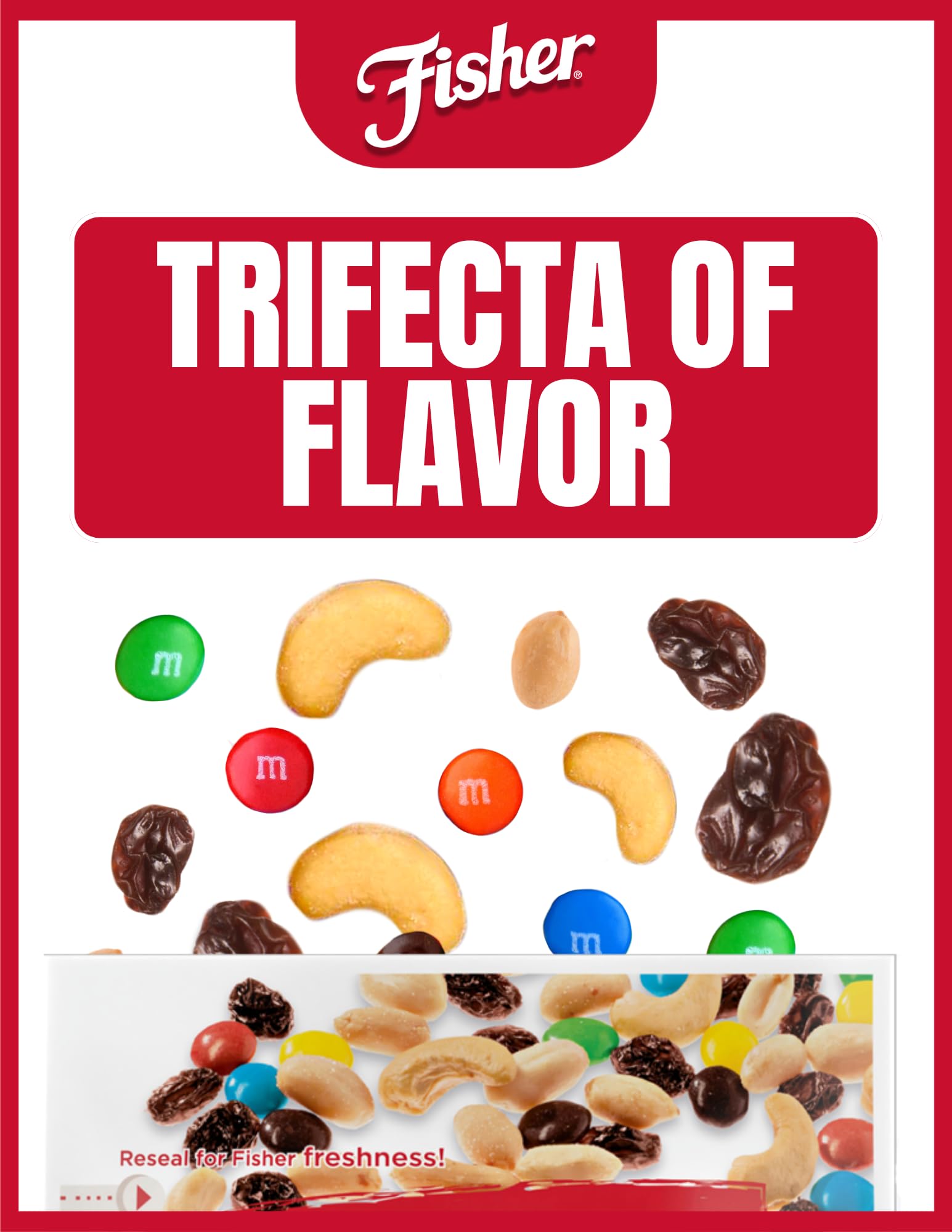 Fisher Snack Summit Trail Mix - 4oz Pack of 6 | Peanuts, Milk Chocolate Candies, Raisins & Cashews | Resealable Pouches | Perfect for Hiking, Camping & Office Snacks