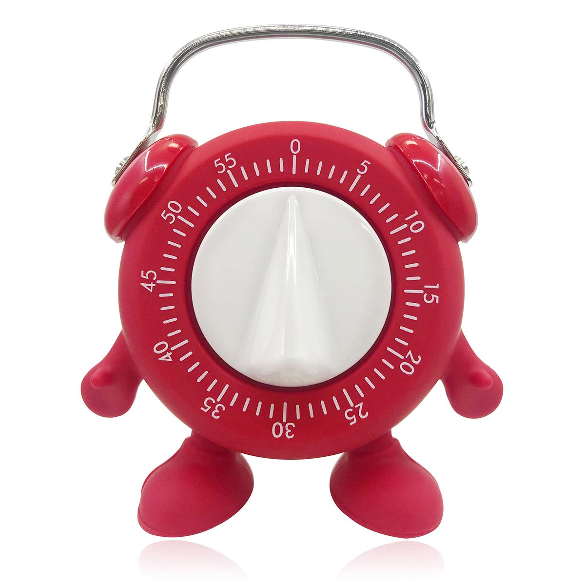 60-Minute Wind-Up Kitchen Timer with Loud Ring Alarm - No Battery Needed for Baking, Cooking, Teaching & Potty Training (Red) | Perfect for Home Kitchens, Classrooms & Parenting