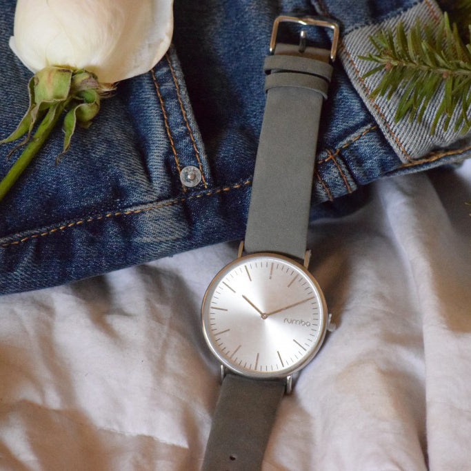 Soho Suede Watch in Pewter - Stylish & Comfortable Leather Strap for Men & Women | Perfect for Casual, Office & Formal Wear | Clearance Sale