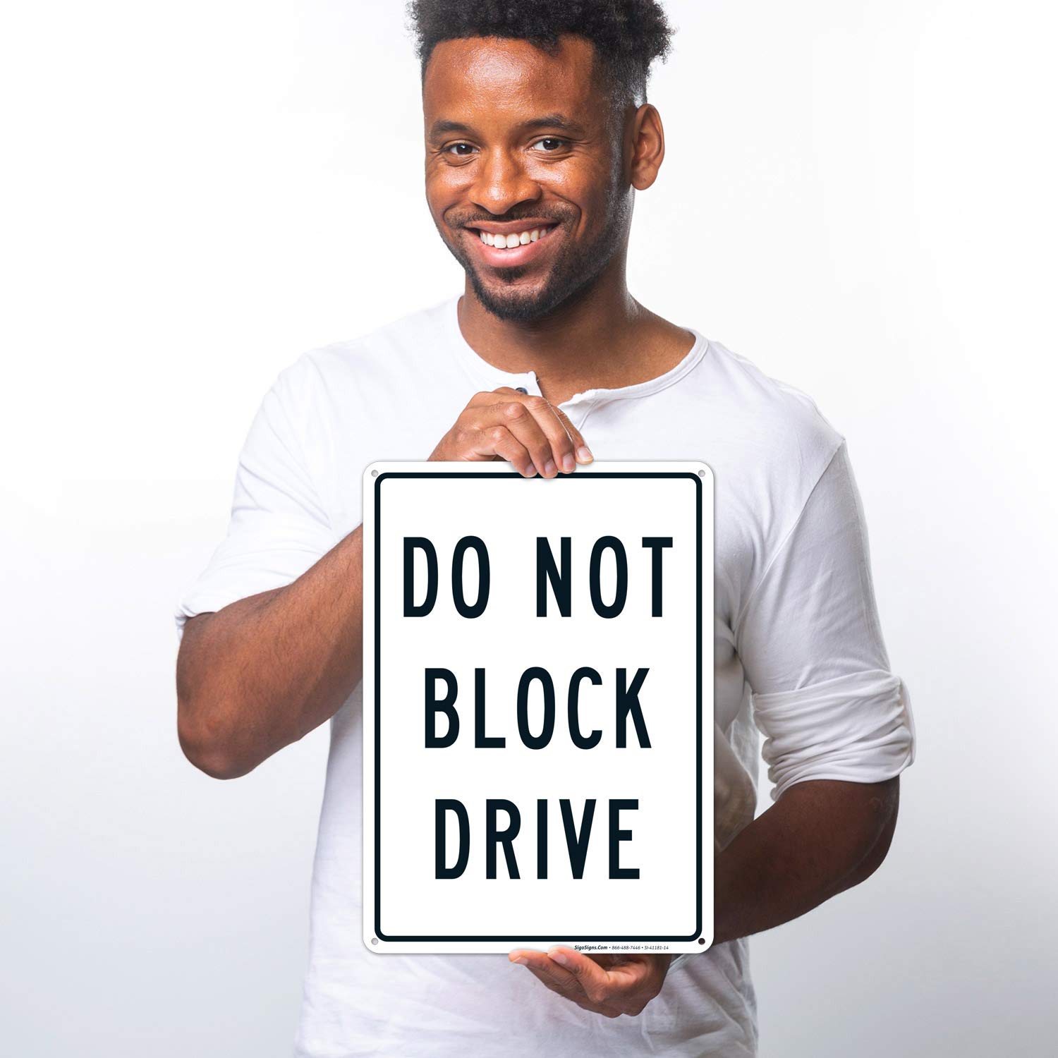Do Not Block Driveway Sign - 10x14 Inches Rust-Free .040 Aluminum, Fade Resistant - Easy Mounting for Indoor/Outdoor Use - Made in USA - Perfect for Parking Enforcement & Property Protection