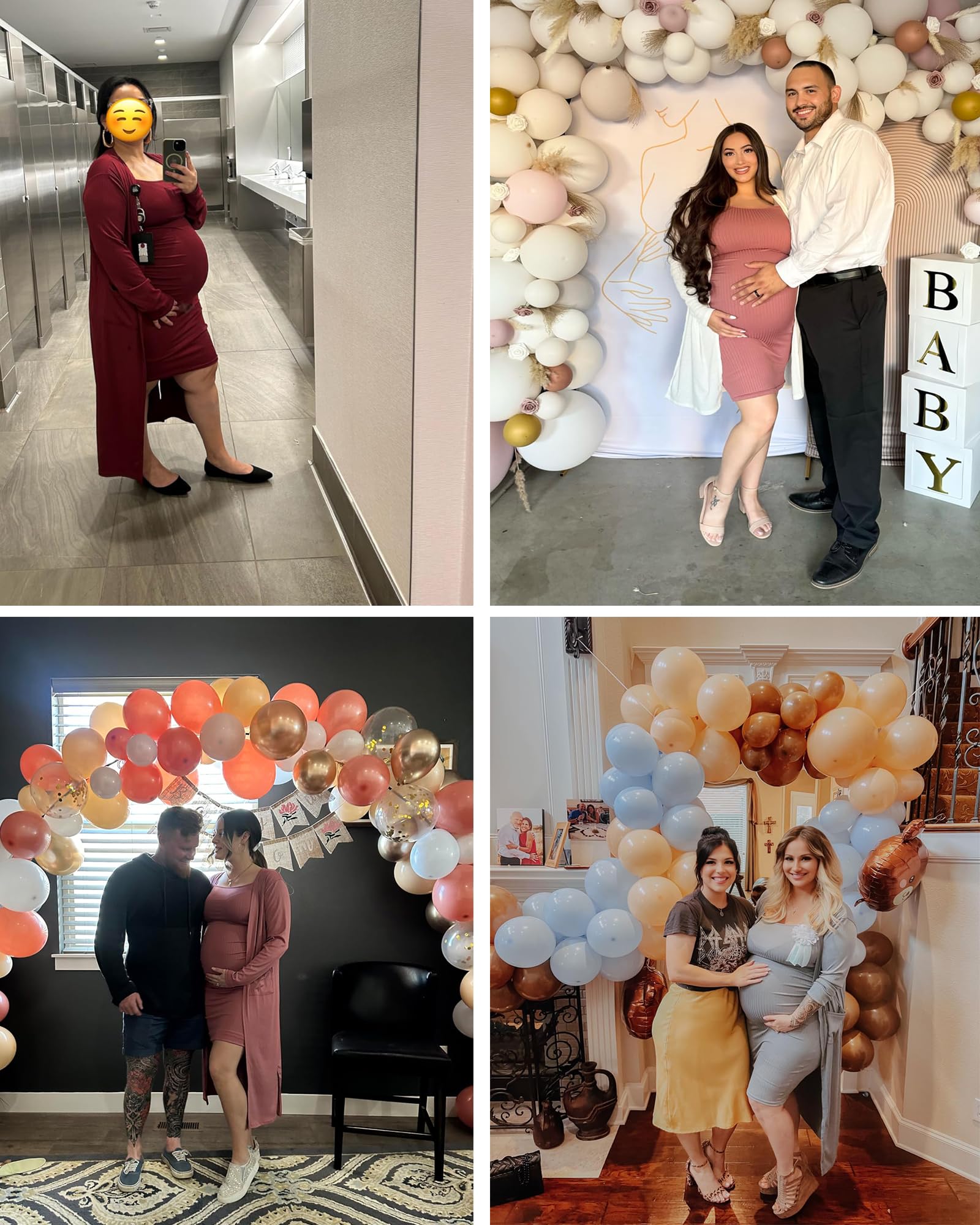 RNXRBB 2-Piece Adjustable Maternity Dress Set - Long Sleeve Bodycon Dress & Cardigan for Pregnancy, Baby Shower, Wedding Guest | Fall Fashion Outfit for Expecting Moms