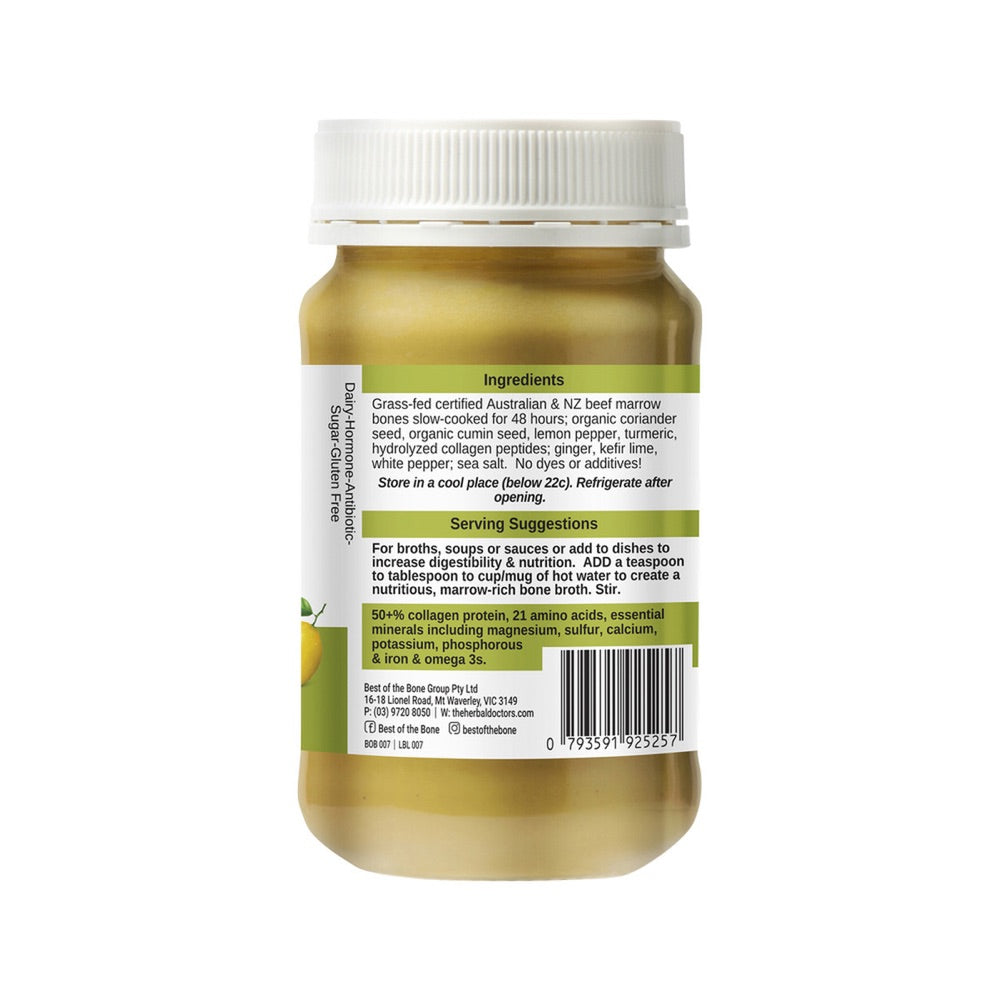 Best Beef Bone Broth Concentrate with Collagen Peptides - Green Curry & Lemon Pepper Flavor (390g) | Keto, Paleo & Immune Support for Soups, Stews & Healthy Cooking