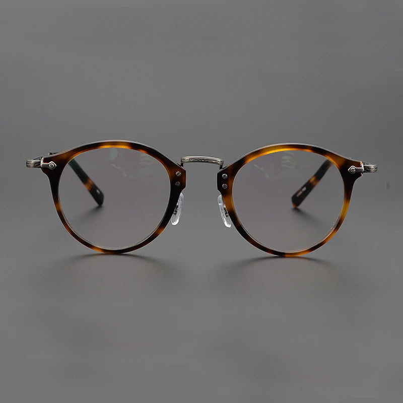 Stylish Unisex Black Titanium Acetate Round Eyeglasses G805 - Perfect for Work, Reading & Fashion Accessories