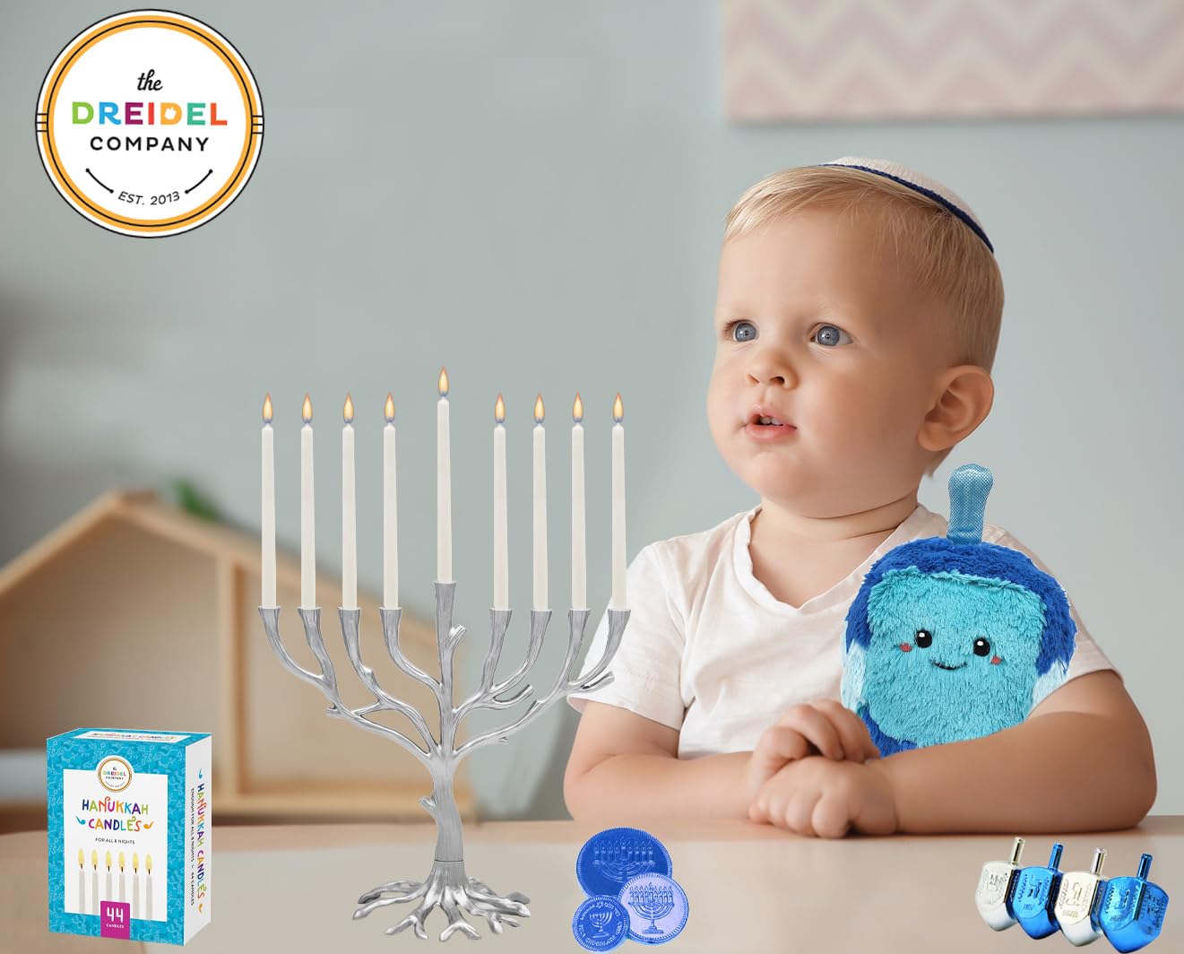 Premium Hanukkah Candles Set - 44 White Menorah Candles for All 8 Nights of Chanukah (5-Pack) | Traditional Jewish Holiday Candle Lighting Ceremony & Home Decoration