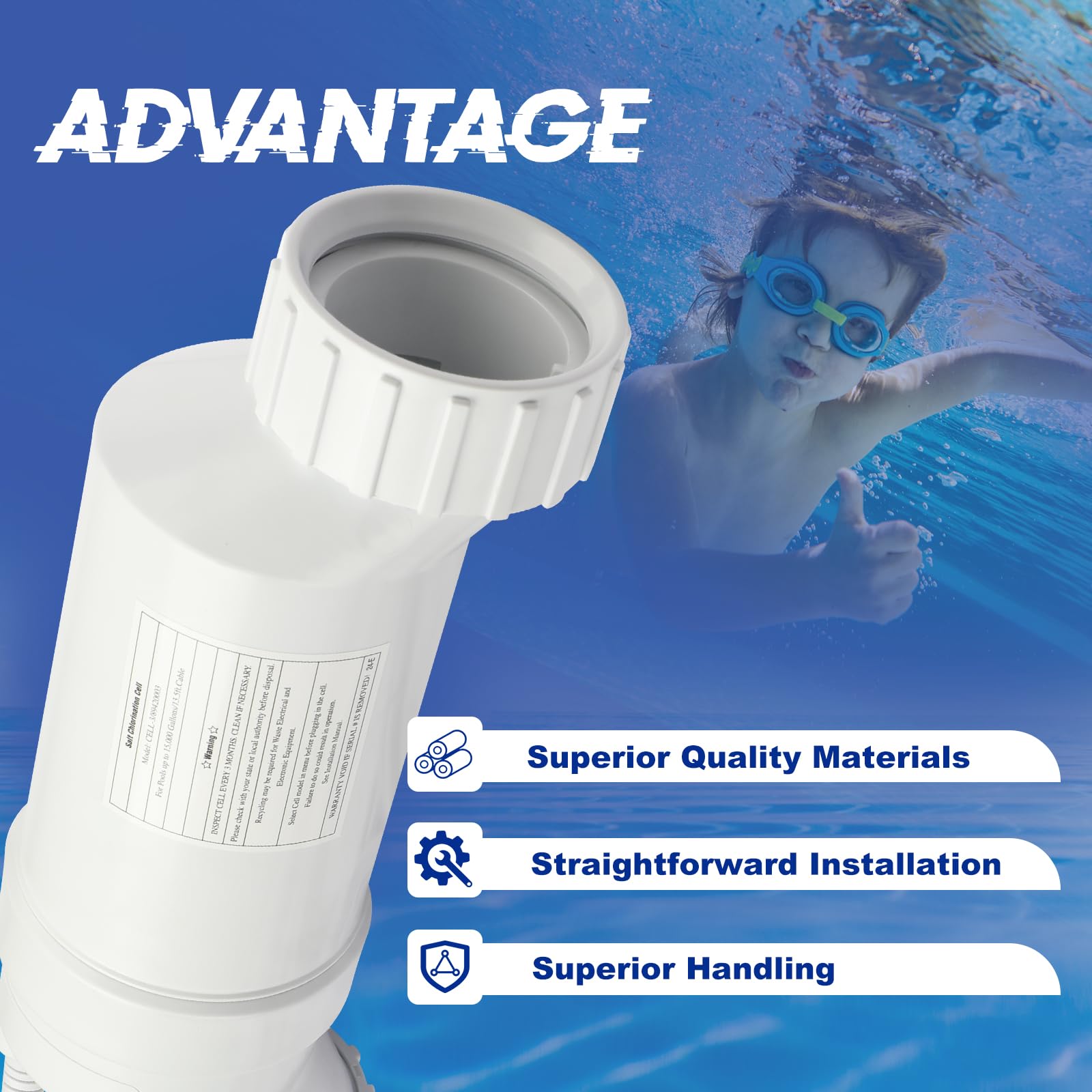 Hayward T-Cell-3 Salt Water Pool Chlorinator System - Compatible with W3T-Cell-3, T-CELL-3-SWP | 15,000 Gallon Salt Chlorine Generator for In-Ground & Above Ground Swimming Pools | Easy Maintenance & Crystal Clear Water