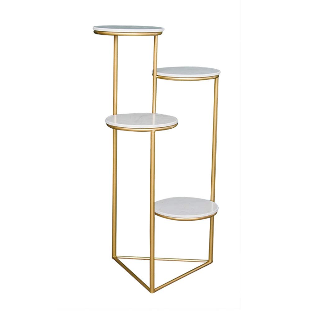 Iron Art Marble Flower Pot Stand - Indoor Plant Holder for Living Room, Balcony, Office - Floor-Standing Shelf with 3 Size Options (Gold, 38x38x80cm) - Perfect for Home Decor & Garden Display