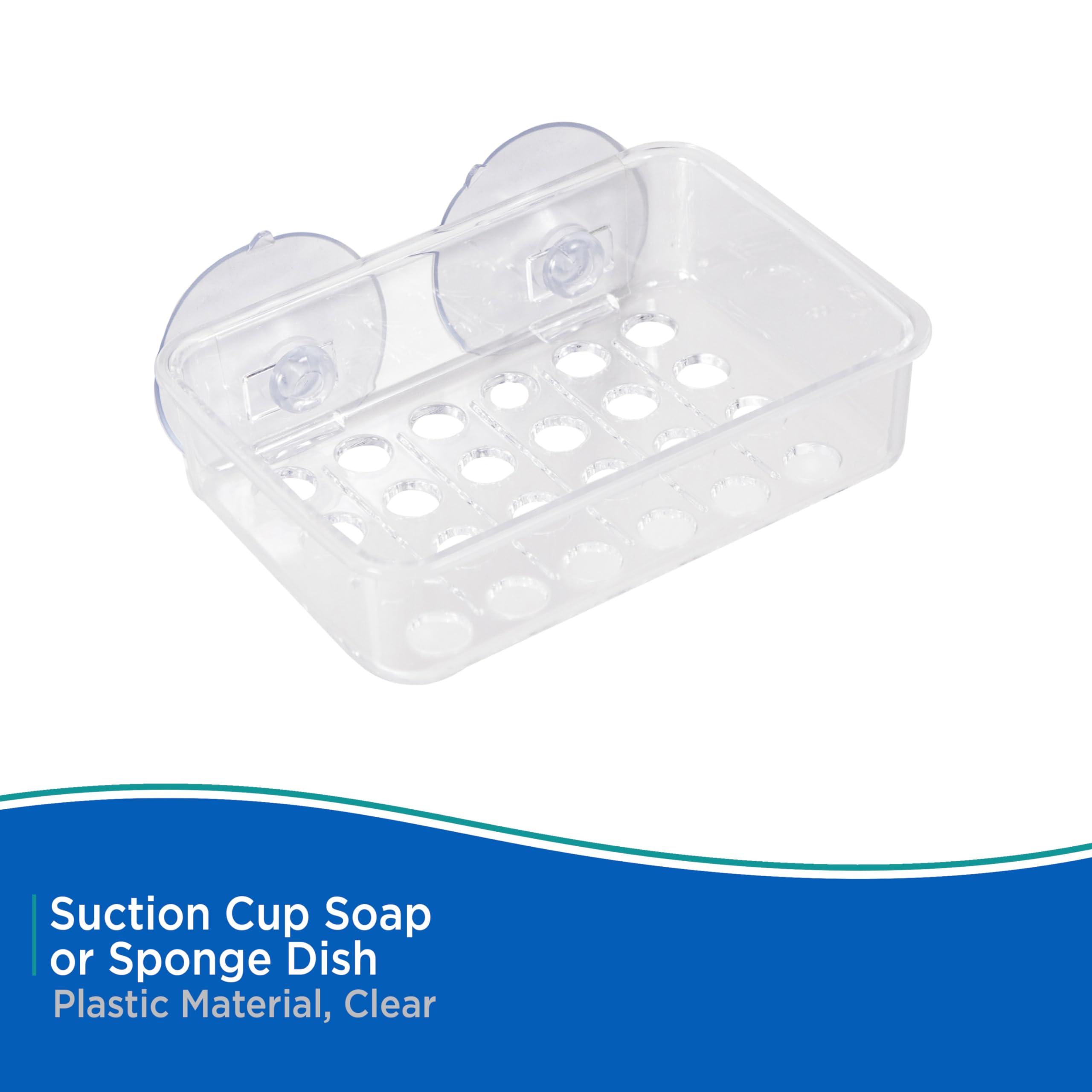 Kenney Clear Plastic Soap Bar Holder for Shower - Non-Slip Bathroom Organizer with Drainage Holes, Perfect for Showers, Bathtubs, and Sinks