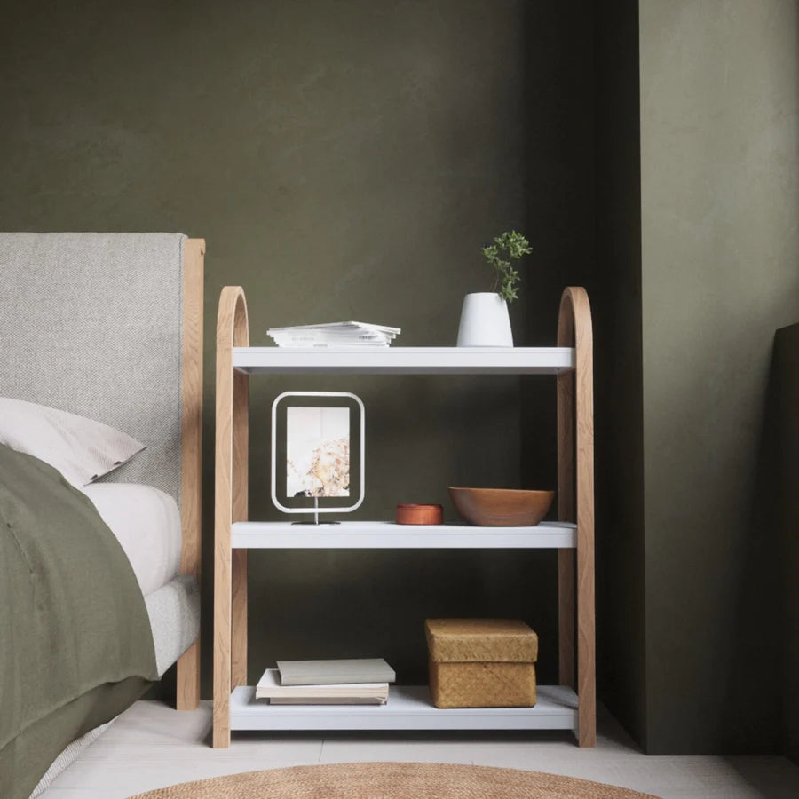 3-Tier White/Natural Freestanding Shelf - Bellwood Storage Organizer for Living Room, Bedroom, or Office