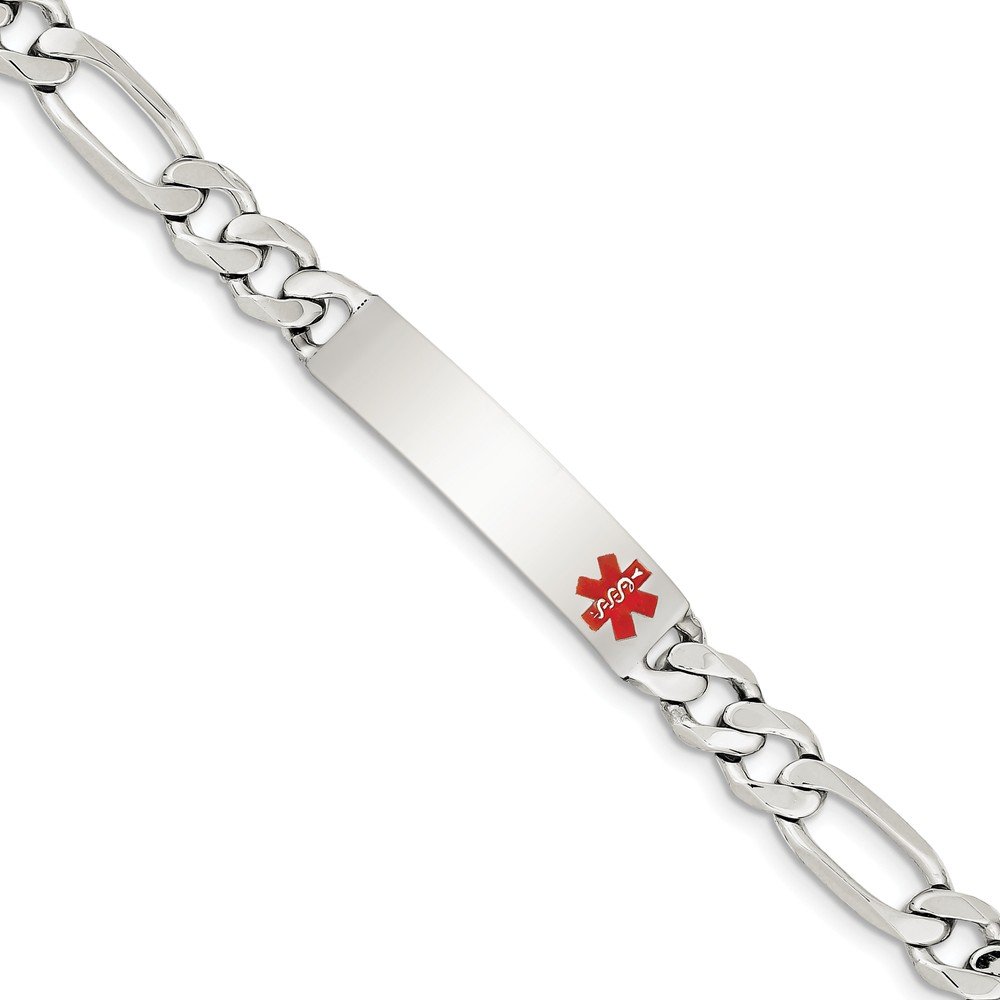 Sterling Silver Medical ID Bracelet - Polished Figaro Anchor Link Chain for Women & Men | Perfect for Nurses, Doctors & Healthcare Workers | Engravable Emergency Medical Alert Jewelry