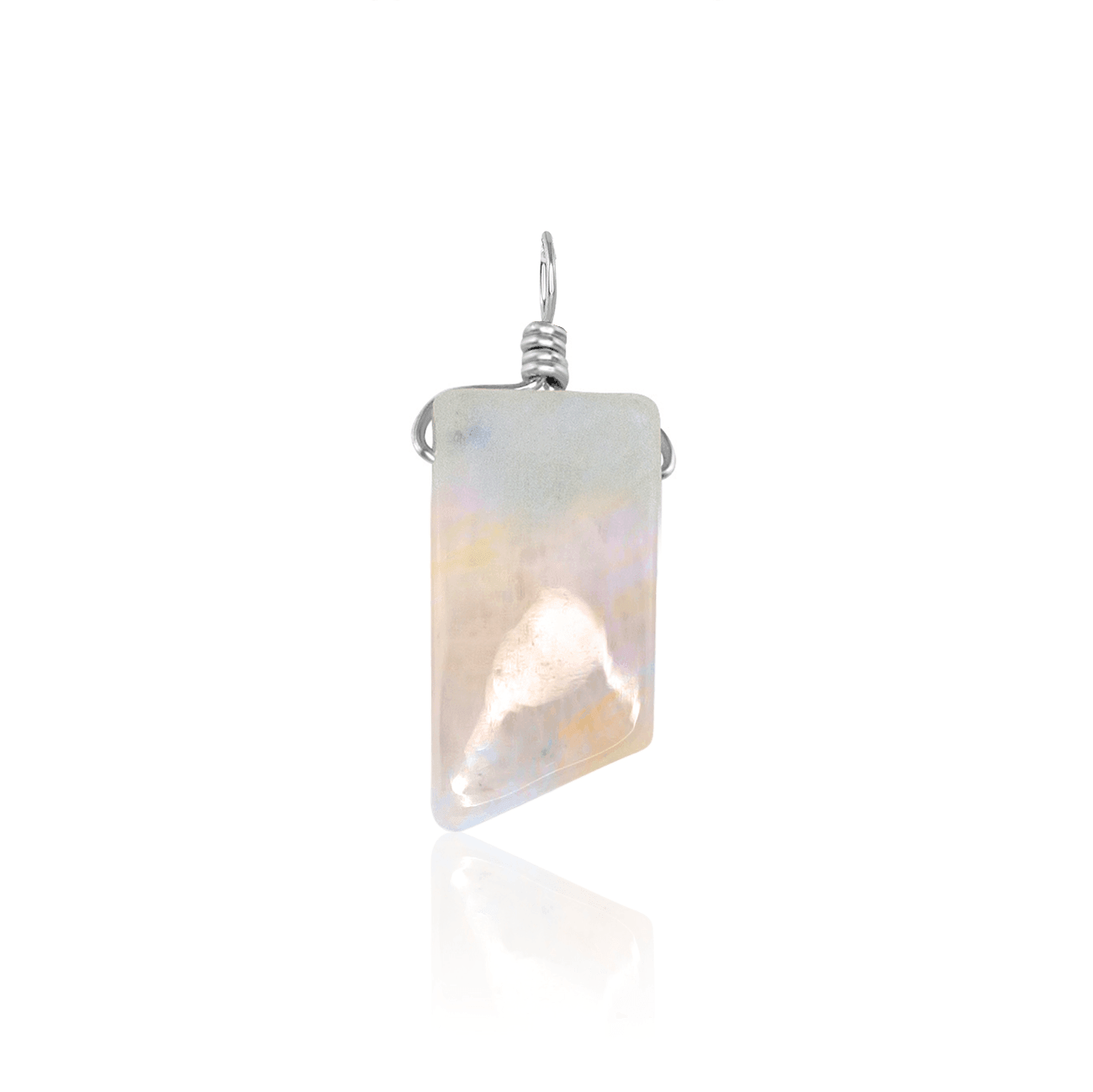 Natural Rainbow Moonstone Crystal Pendant Necklace - Smooth Polished Gemstone Jewelry for Women | Perfect for Meditation, Energy Healing & Boho Fashion