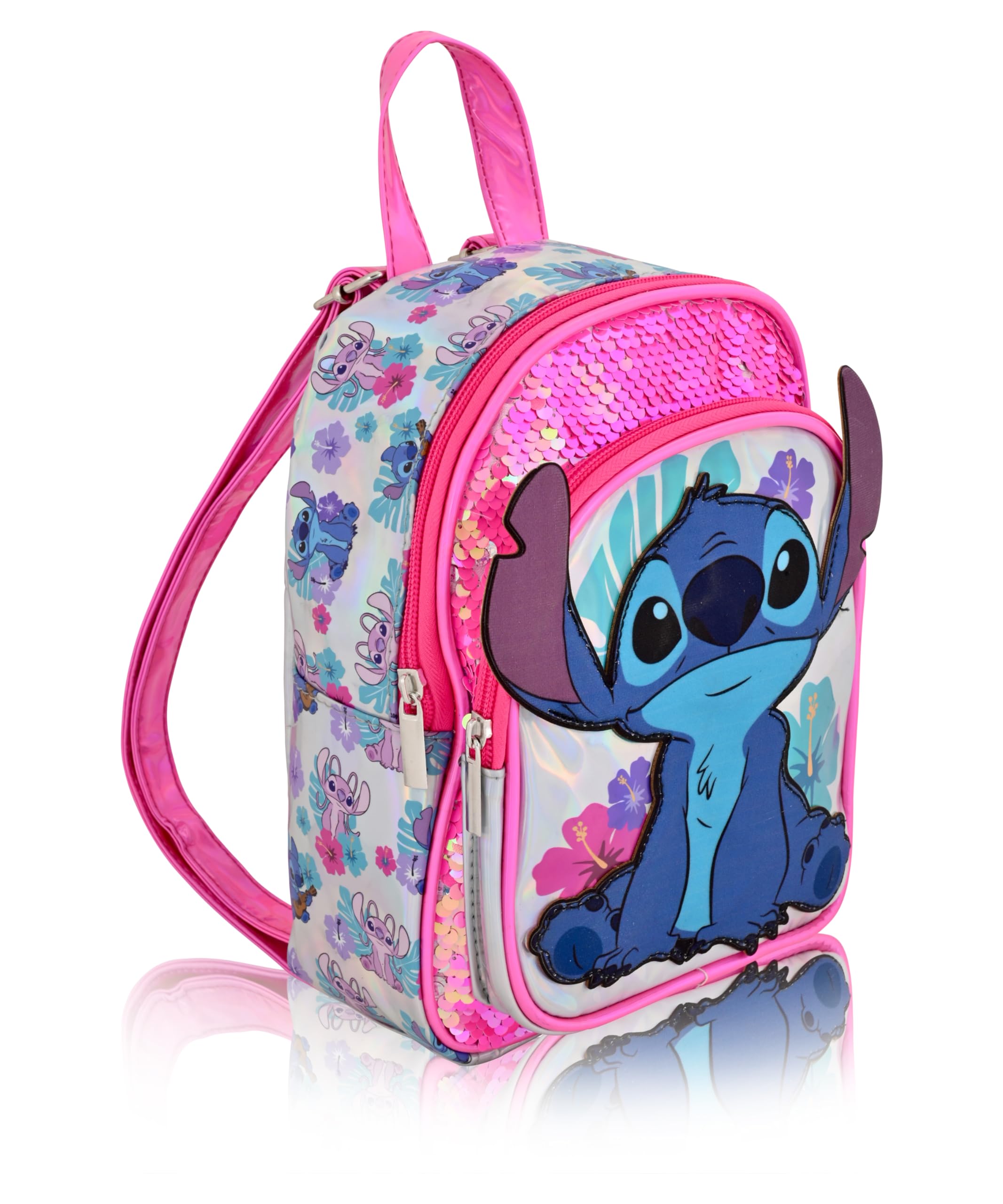 Disney Stitch Backpack for Kids - Sparkly Sequined Mini Backpack Purse for Girls & Boys, Cute Toddler School Bag | Perfect for School, Travel, and Disney Theme Park Visits