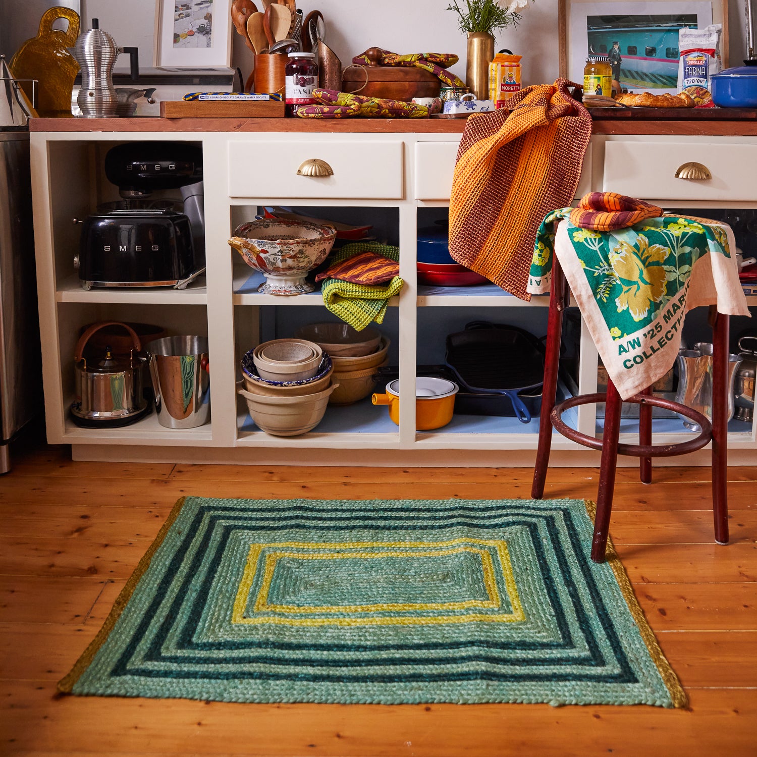 Premium Lenore Jute Rug - Natural Emerald Green Eco-Friendly Floor Mat for Living Room, Bedroom & Entryway - Handwoven Home Decor for Boho, Farmhouse & Coastal Style