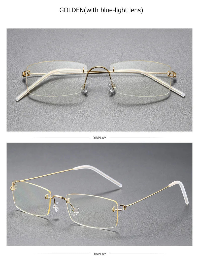 Aimee Unisex Rimless Square Screwless Titanium Eyeglasses 2120 - Lightweight Durable Frame for Reading, Computer Work & Everyday Wear