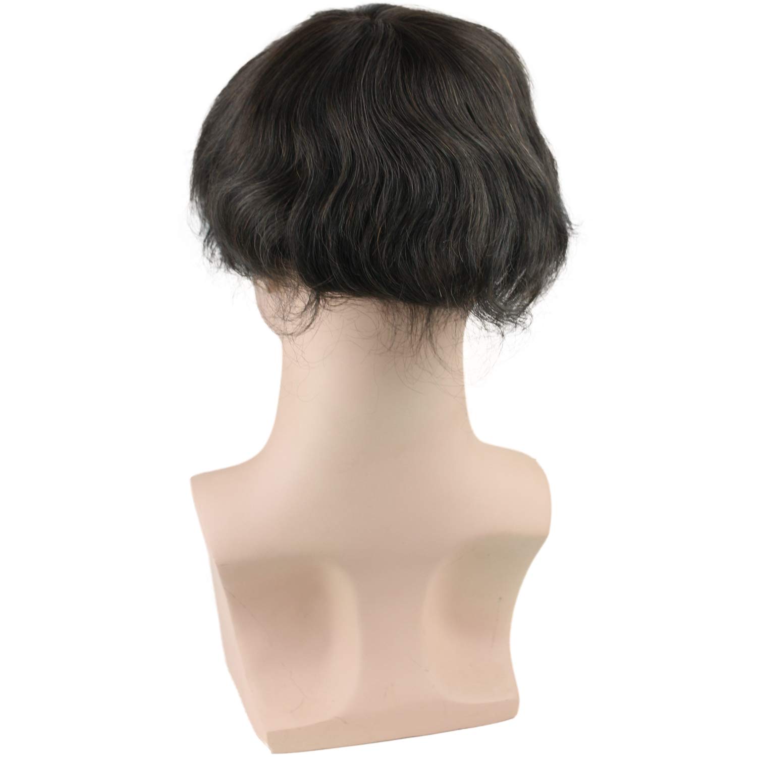 Premium Mono Lace Toupee for Men - 10x8 Inch Thin Skin Hair Replacement System with Human Hair (#3 Dark Brown) - Natural Looking Hairpiece for Daily Wear & Special Occasions
