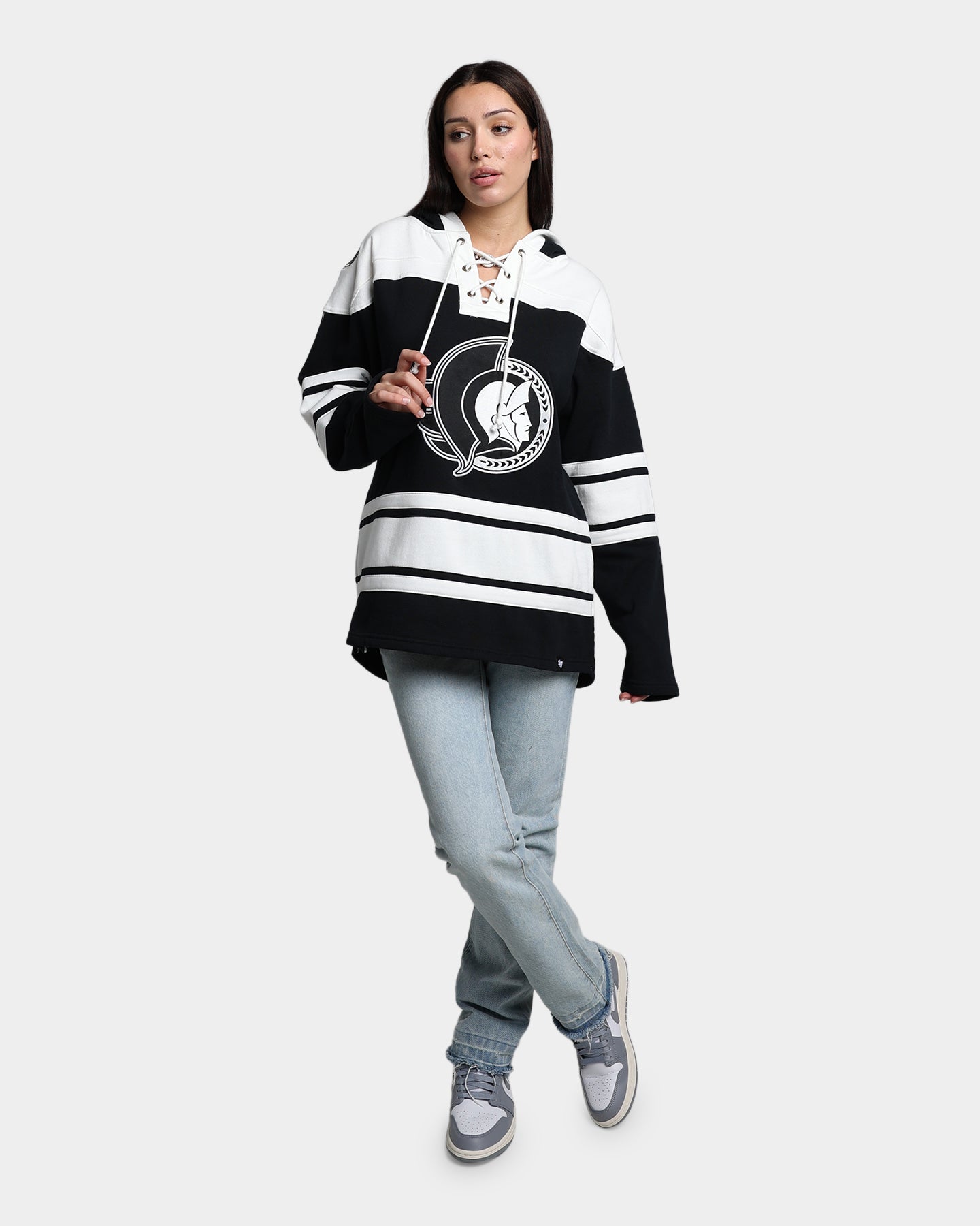 47 Brand Ottawa Senators Superior Lacer Hoodie - Men's NHL Hockey Pullover Sweatshirt - Jet Black - Perfect for Game Day & Casual Wear