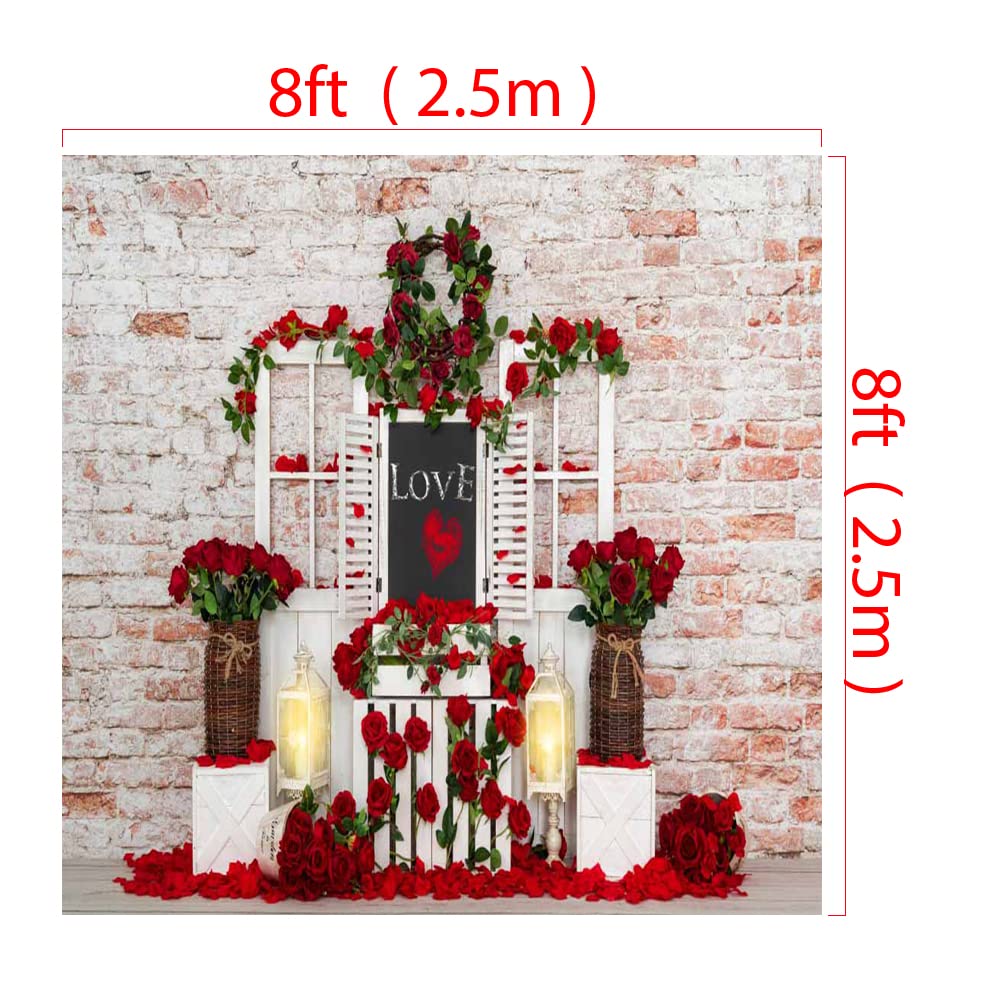 Kate Valentines Floral Photo Backdrop - 8x8ft Portrait Background for Valentine's Day Party, Kids Events, Home Decor & Photoshoots | Perfect for Wedding, Birthday & Family Photo Sessions
