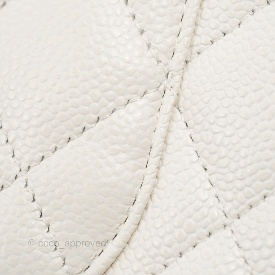 Chanel Classic Medium Double Flap Bag in White Caviar Leather with Silver Hardware - Luxury Handbag for Women, Perfect for Work, Parties & Everyday Use