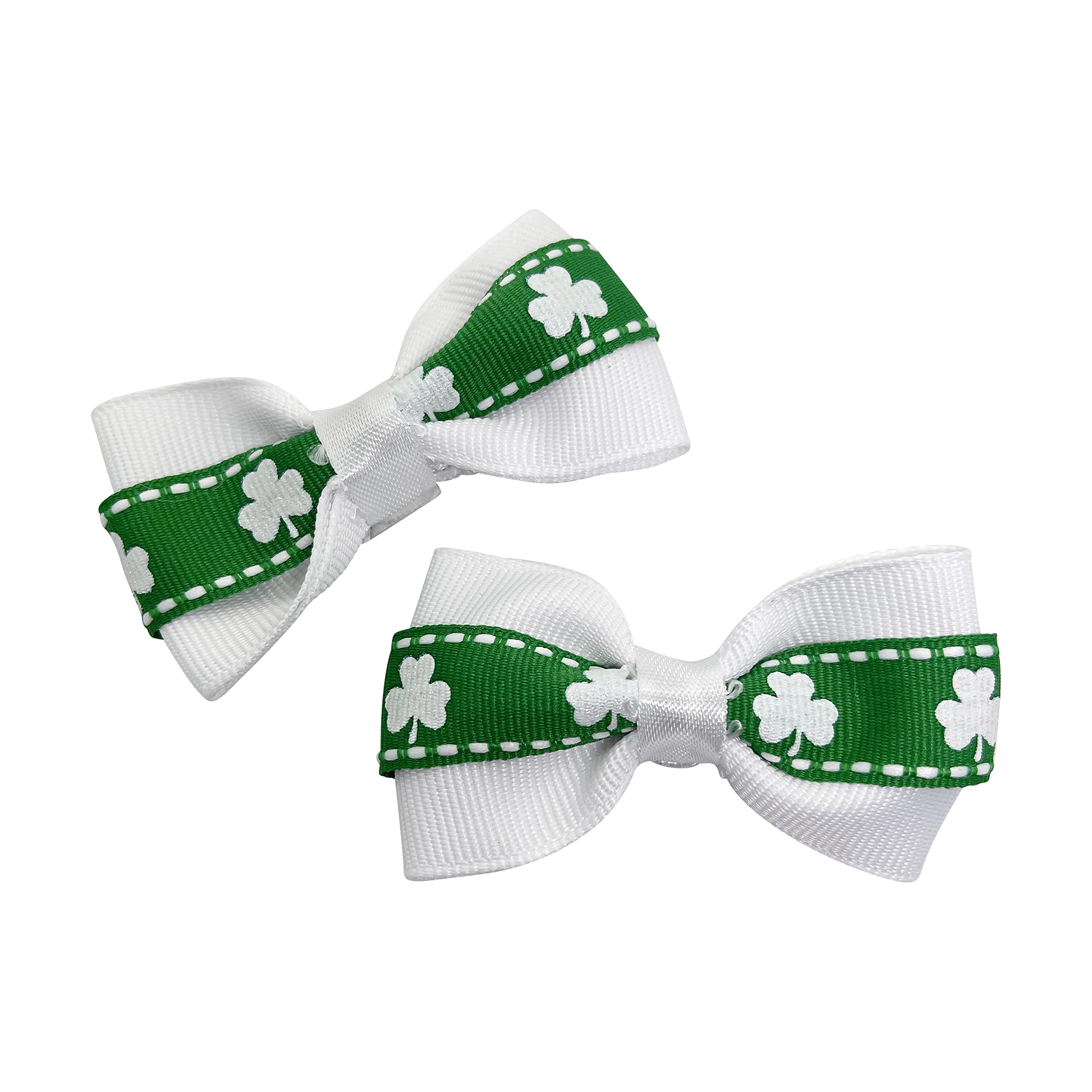 St. Patrick's Day Girls Hair Bows Set - 6 Pack Green Shamrock Clover Hair Accessories for Toddlers & Little Girls - Perfect for Pigtails, Parties, and Irish Celebrations