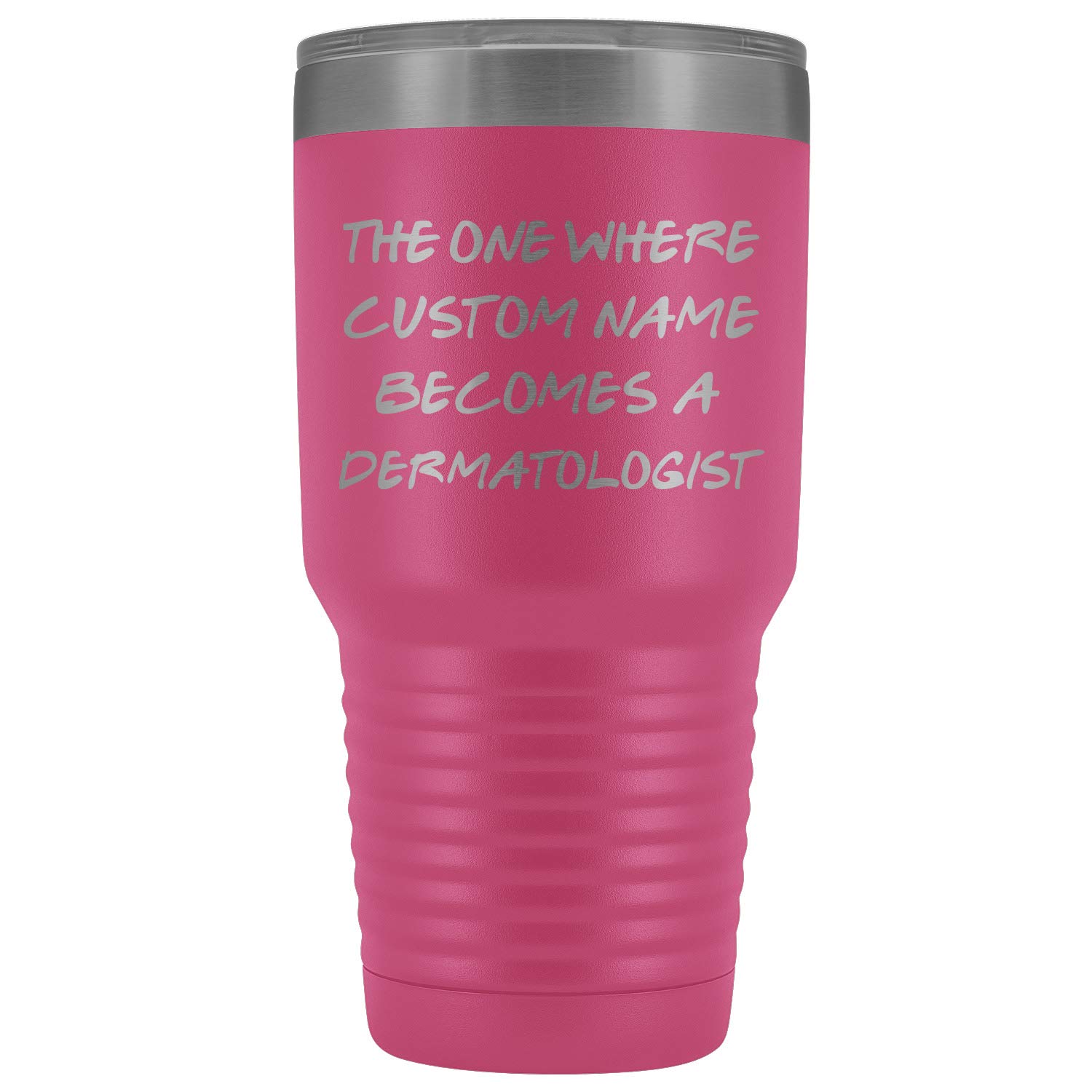 Personalized Dermatologist Graduation Tumbler - 30oz Insulated Stainless Steel Cup with Lid & Straw - Perfect Dermatology Work Gift, Career Appreciation Present for Men & Women (Pink) - Great for Clinics, Office Use & Daily Hydration