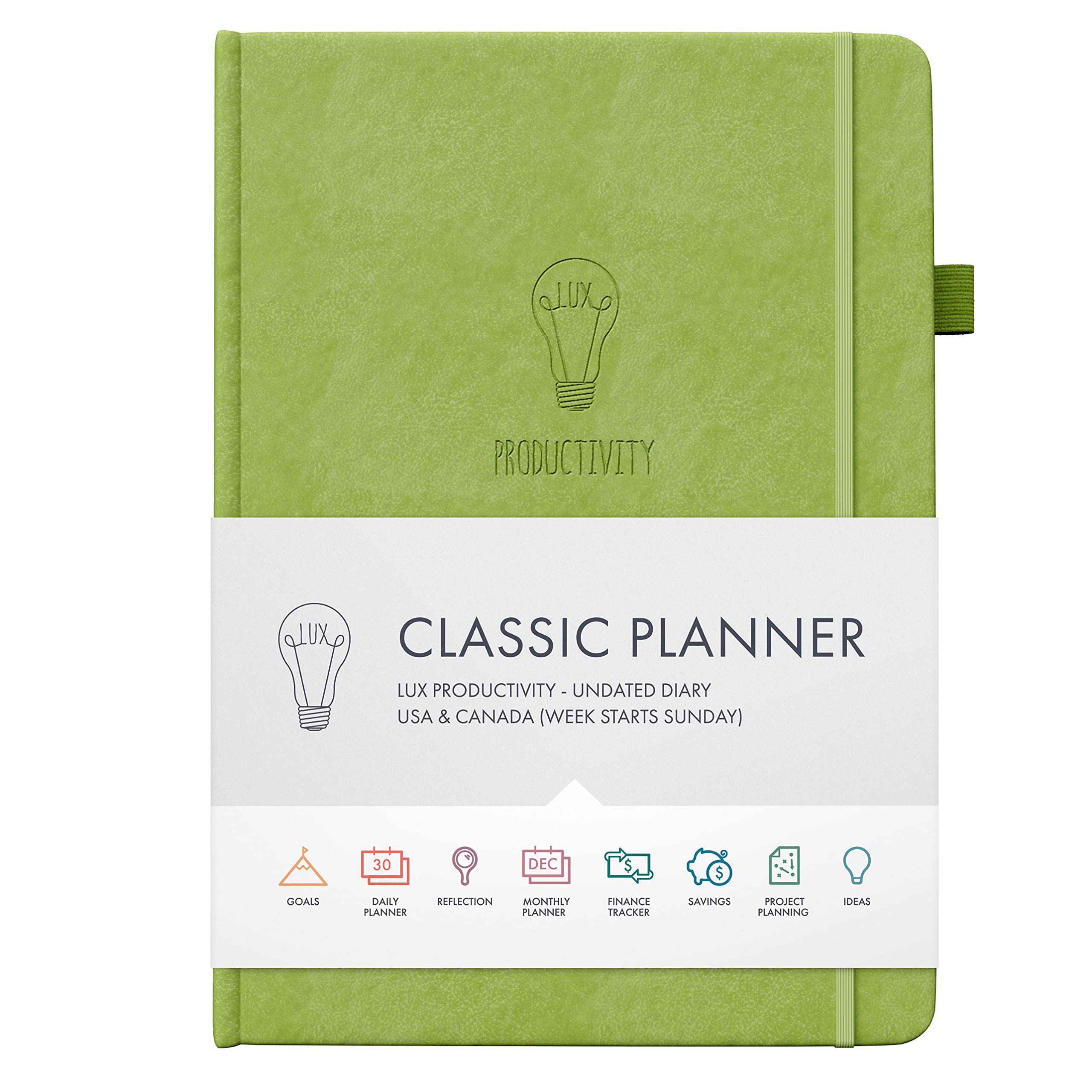 LUX Undated Planner - Daily & Weekly Schedule, To-Do List & Habit Tracker for Productivity (Lime Green) - Perfect for Work & Study Organization