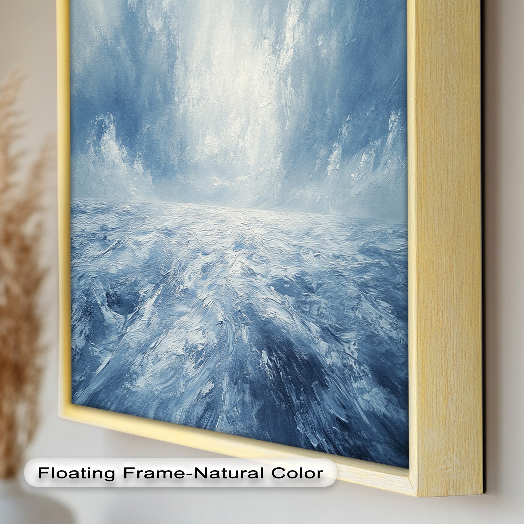 Blue Coastal Wall Art - Abstract Ocean Seascape Oil Painting for Beach House Decor | Handmade Canvas Artwork | Coastal Living Room & Bedroom Wall Decor