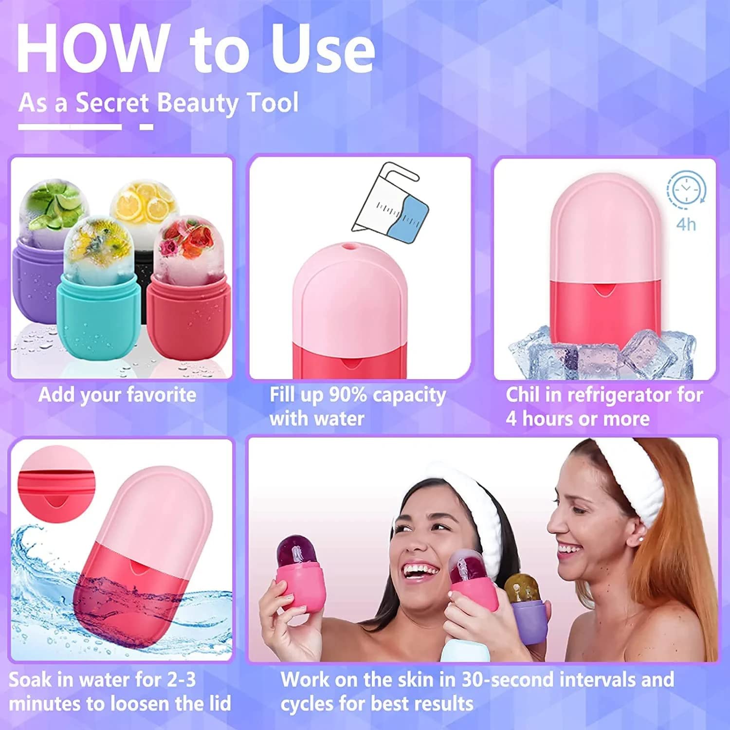 Vroxy Ice Roller for Face & Eye Massage - Reusable & Unbreakable Facial Tool for Glowing Skin, Tightening & Reducing Puffiness | Perfect for Morning Routine, Post-Workout Recovery & Spa Day at Home