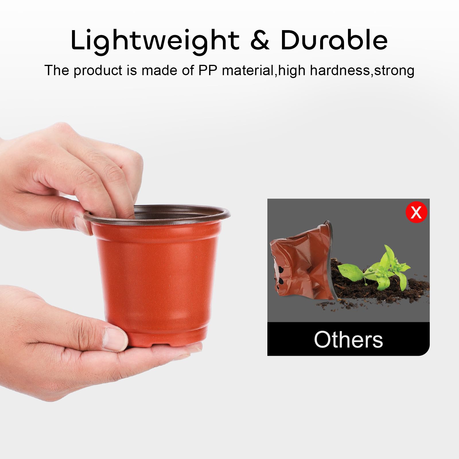 GROWNEER 4 Inch Plastic Plant Pots for Seedlings - 60 Pcs Nursery Pots with 15 Plant Labels - Small Flower Seed Starter Containers for Indoor Outdoor Gardening, Transplanting, Herbs, Succulents & Houseplants