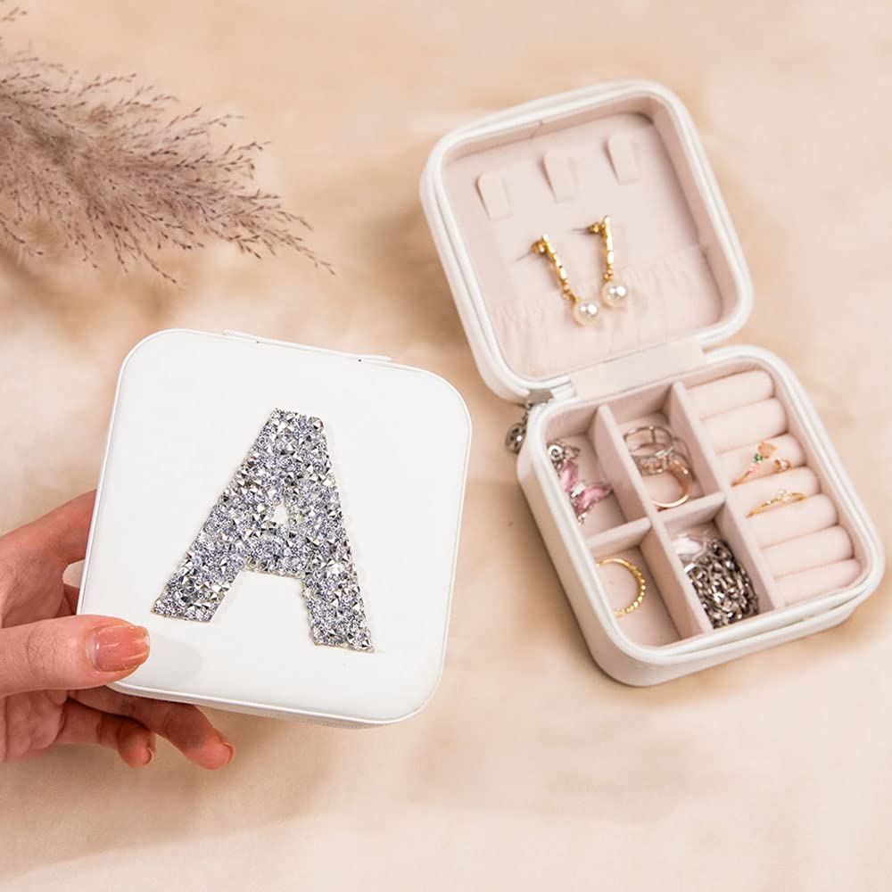 Personalized Monogram Jewelry Box for Women - Custom Initial Letter Jewelry Organizer with Multiple Layers for Earrings, Rings & Necklaces - Perfect Wedding, Engagement, Birthday Gift - Great for Travel, Home Storage & Special Occasions