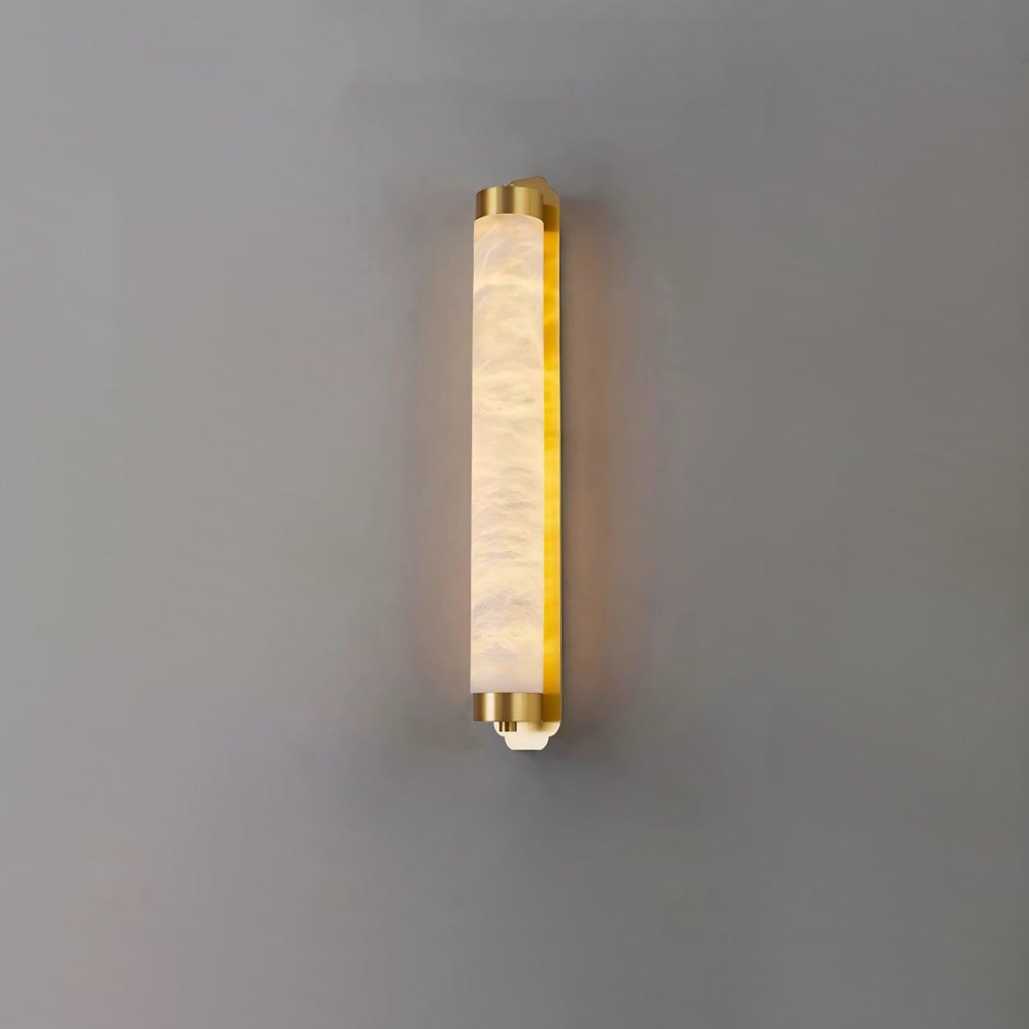 Cylindra Alabaster Brass Wall Light - Modern Sconce for Bedroom, Living Room & Hallway Lighting | Dimmable Indoor/Outdoor Fixture