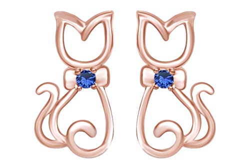 Rose Gold Over : Simulated Blue Sapphire