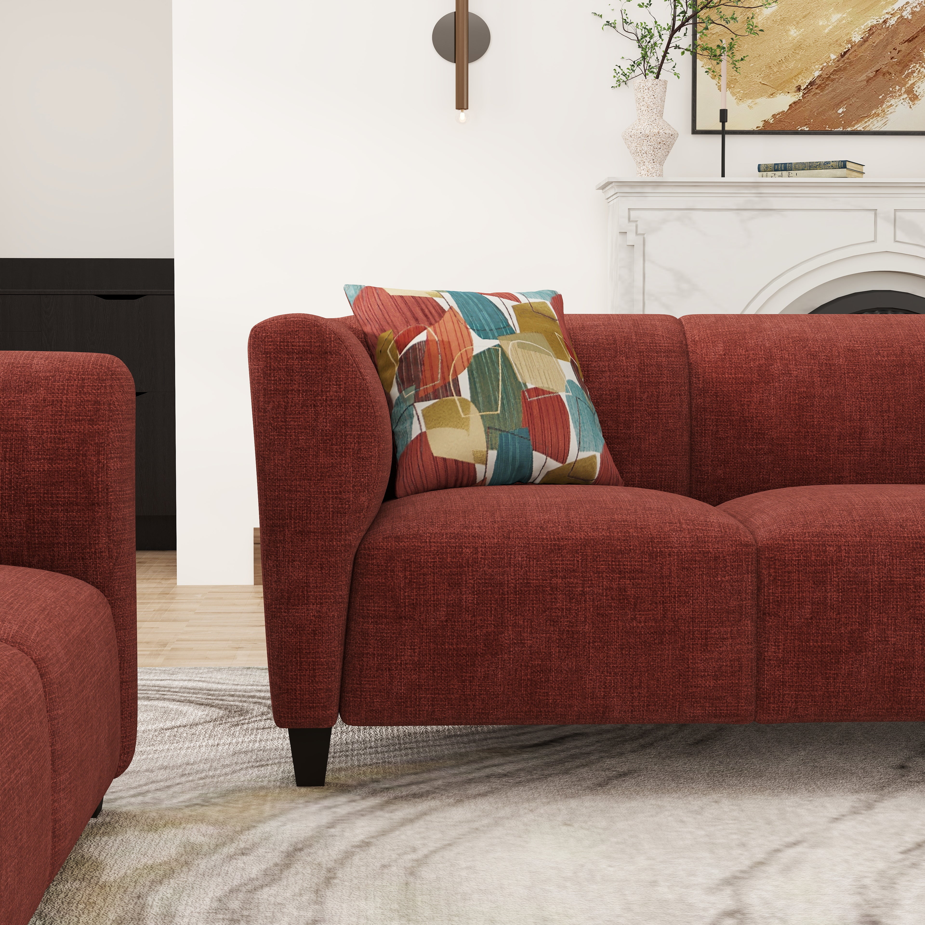 Roundhill Furniture Della Upholstered Sofa and Loveseat Set - Modern Living Room Furniture for Small Spaces | Perfect for Apartments, Condos & Cozy Homes
