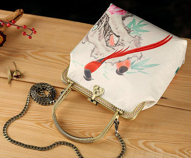 Floral Chain Shoulder Crossbody Top Handle Handbag for Women - Elegant Purse for Parties, Weddings & Everyday Use