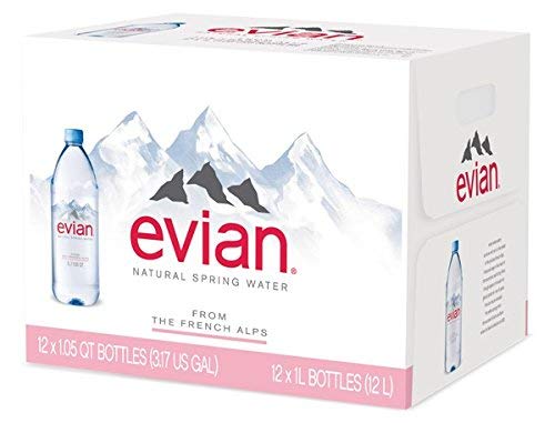 Evian Natural Spring Water - 12 Bottles (1 Liter Each) | 3 Cases (36 Count Total) | Naturally Filtered, Mineral-Rich | Perfect for Home, Office, Gym & Outdoor Activities