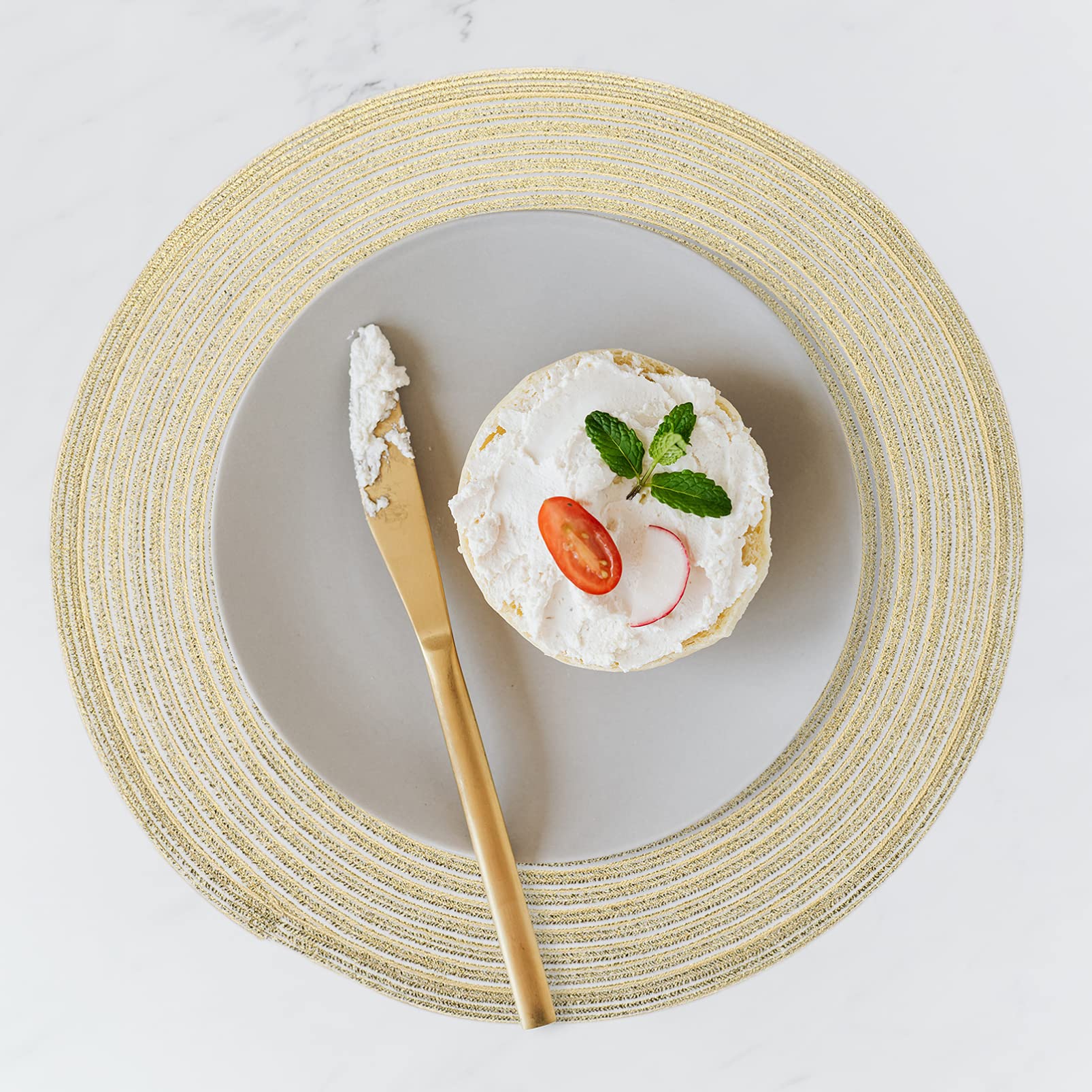 4-Piece Hemoton Woven Placemats Set - Decorative Round Non-Slip Cotton Table Mats for Tea Ceremony, Dining, and Western Style Home Decor | Perfect for Bohemian Tables, Kung Fu Tea Coasters & Everyday Use