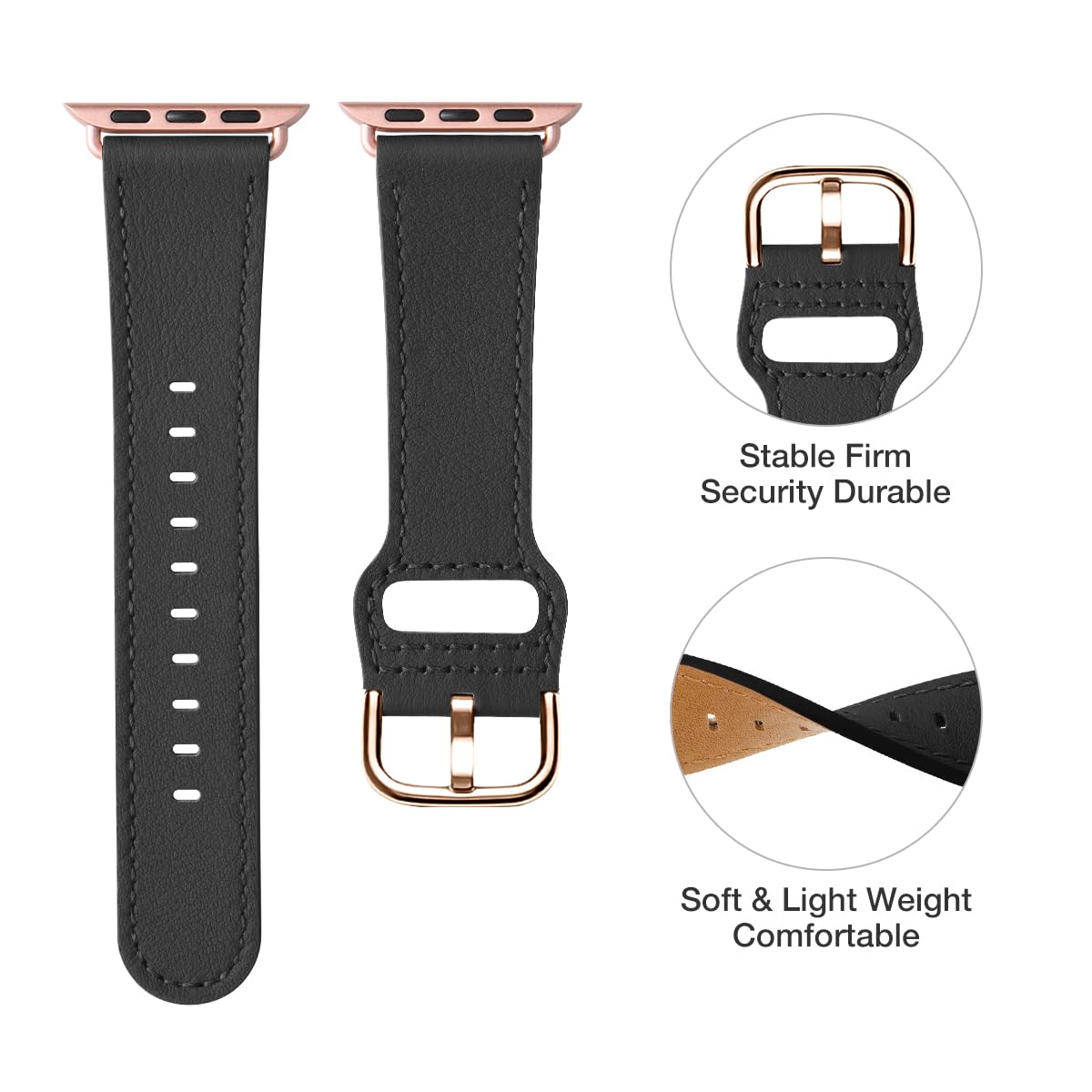 Premium Power Primacy Bands Compatible with Apple Watch 38mm 40mm 41mm 42mm - Sport Loop Replacement Strap for iWatch Series 10/9/8/7/6/5/4/3 & SE - Stylish & Comfortable for Men & Women (Black/Brown with Rose Gold Connector) - Perfect for Workouts, Running & Everyday Wear