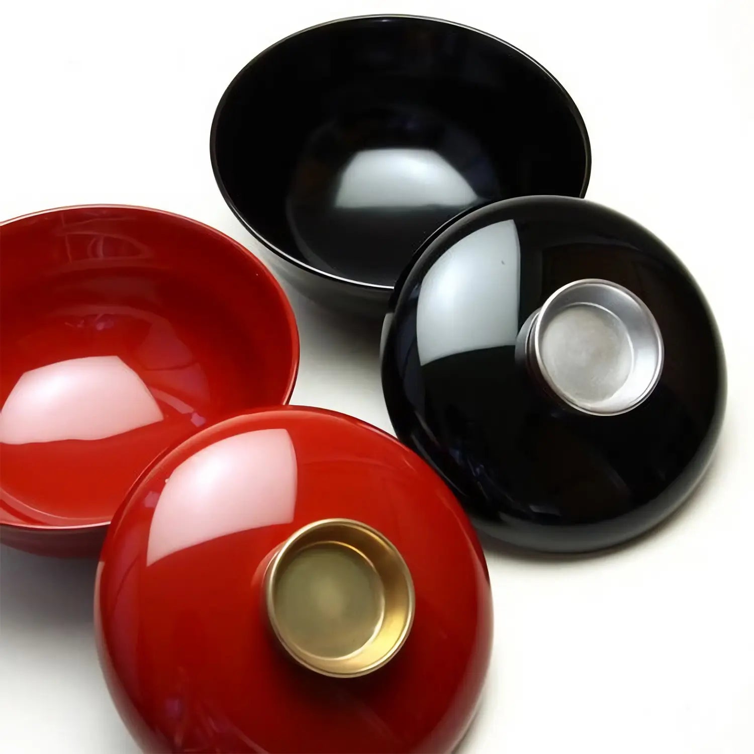 Premium Echizen Shikki Synthetic Resin Couple Bowls Set - Gold & Silver Japanese Style Tableware for Romantic Dinners & Home Decor