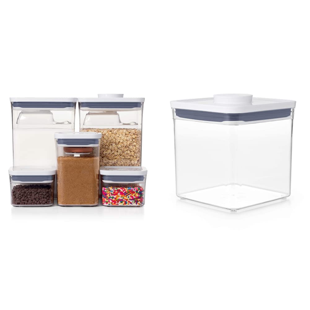 OXO Good Grips 8-Piece Baking Essentials Airtight Food Storage Container Set - White & Transparent POP Containers for Sugar, Flour, Coffee (2.8 Qt) - Perfect for Kitchen Pantry Organization & Fresh Ingredient Storage