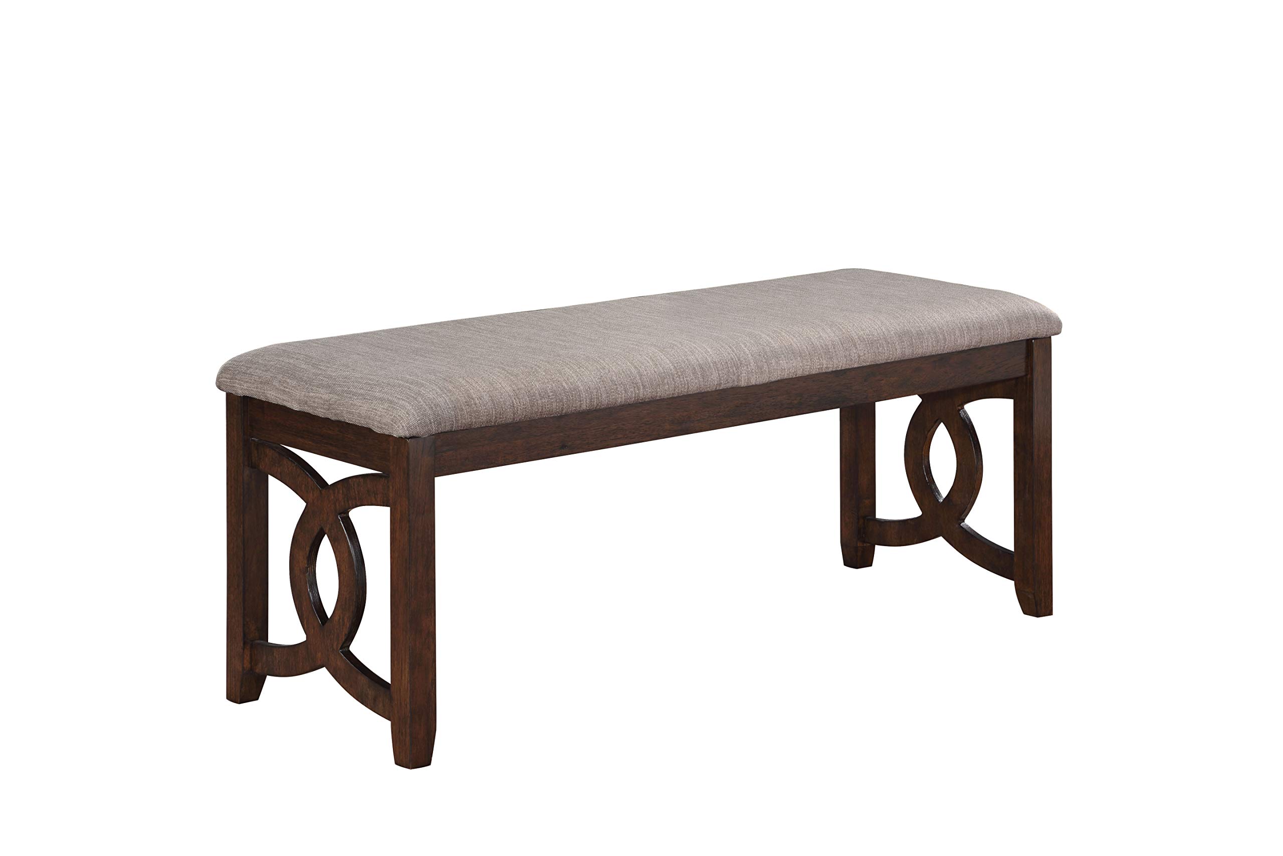 Gia Upholstered Dining Bench - Classic Cherry Brown Fabric Dining Room Furniture for Kitchen, Breakfast Nook & Entryway Seating