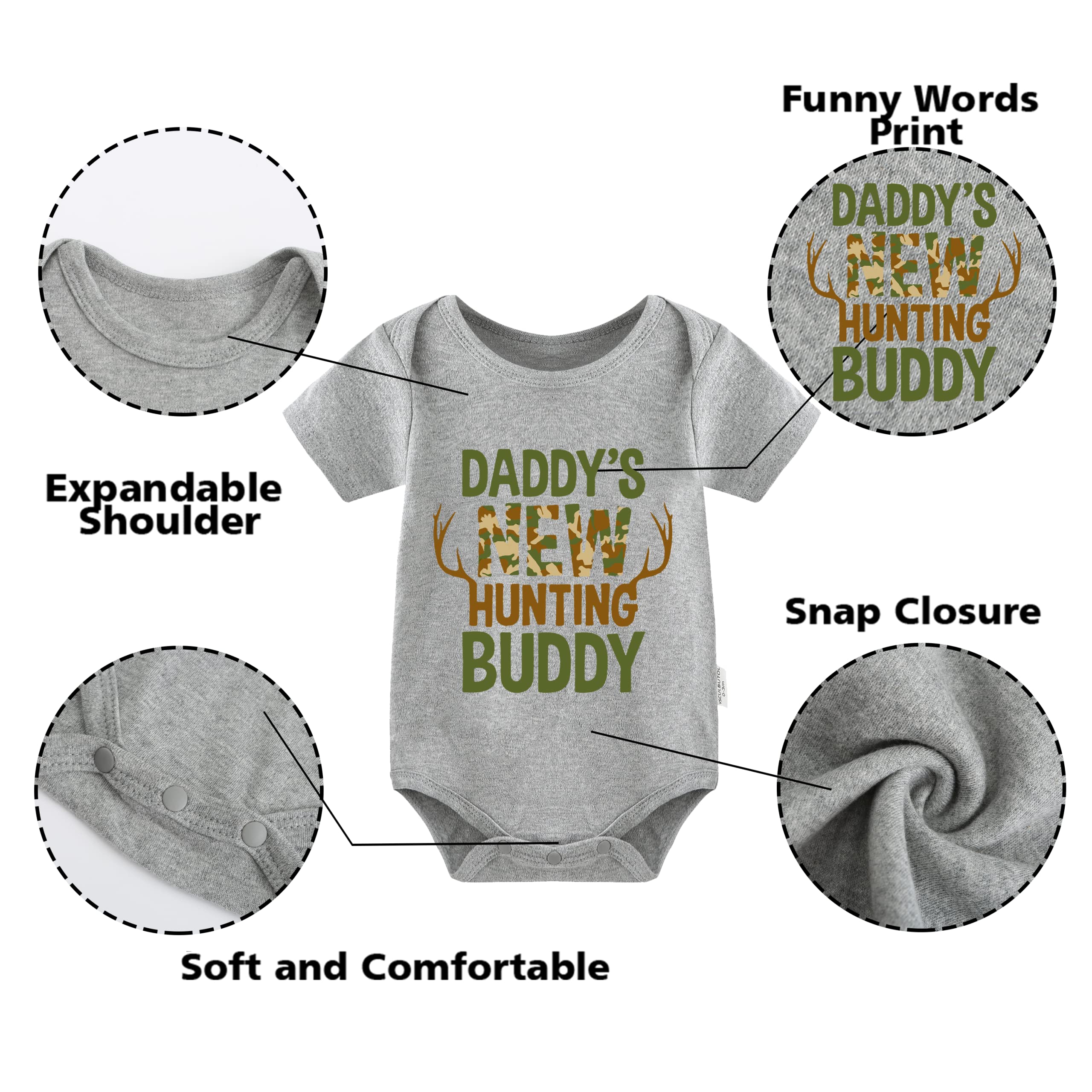 YSCULBUTOL Baby Boys Hunting Outfit - Matching Daddy's New Hunting Buddy Romper for Toddlers & Newborns | Perfect for Outdoor Adventures & Family Photos
