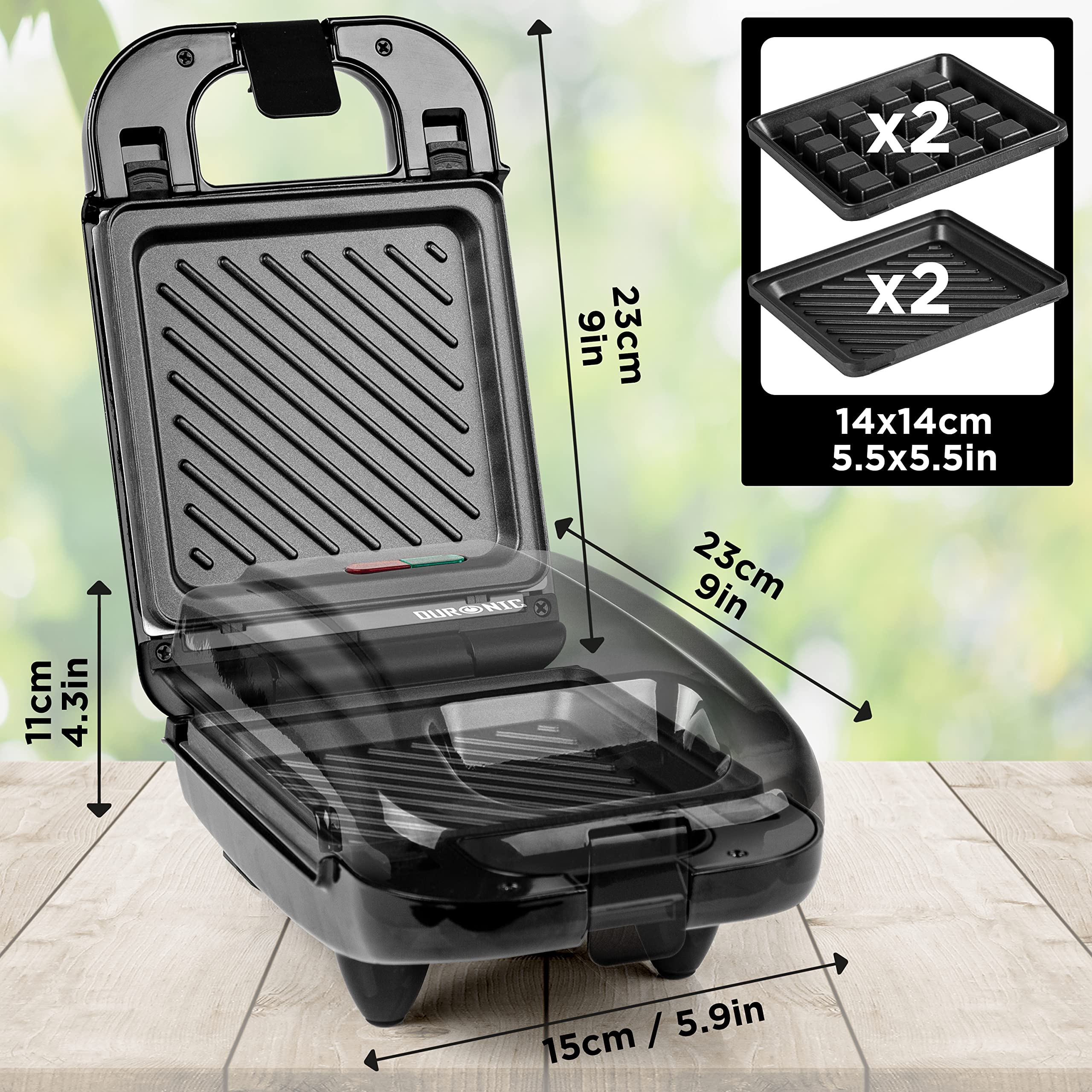Duronic WM32 Deep Fill Single Waffle Maker with Detachable Plates - 650W Non-Stick Belgian Waffle Iron for Easy Cleaning & Automatic Temperature Control - Perfect for Breakfast, Dessert, Brunch & Family Gatherings
