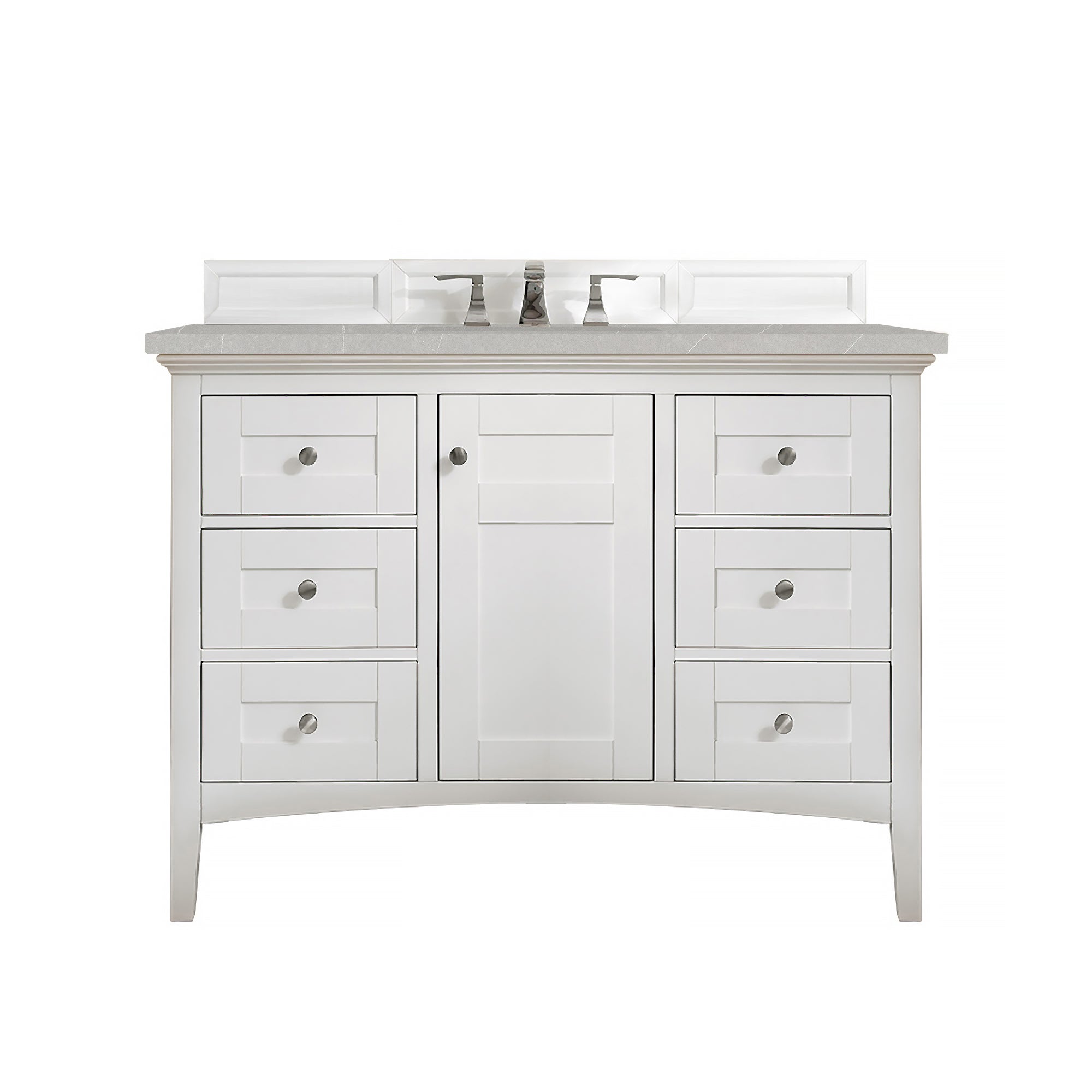 Palisades 48 Inch Single Bathroom Vanity Set with 3CM Eternal Serena Quartz Countertop in Bright White - Perfect for Modern Master Bathrooms & Guest Bathroom Remodels
