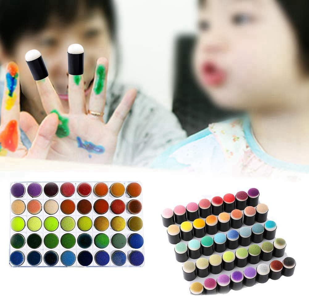 40pcs Sponge Daubers with Storage Box - Finger Sponge Applicators for Painting, Drawing, Ink Crafts & Chalk Art - Perfect for Card Making, DIY Projects & Mixed Media Art