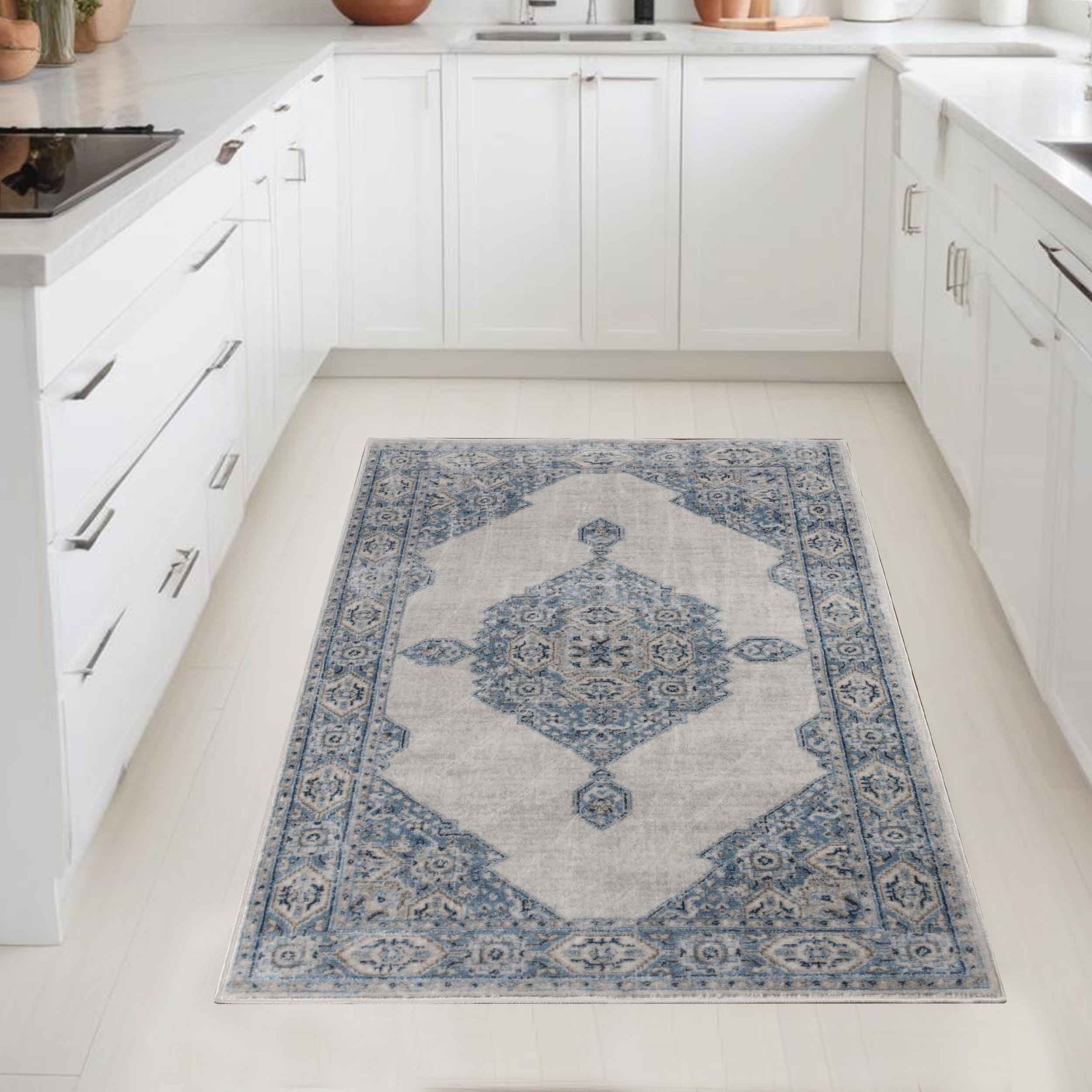 Kailani Modern Farmhouse Geometric Medallion Indoor Area Rug - Non-Slip Living Room Carpet, Bedroom Runner, Entryway Decor for Home & Office